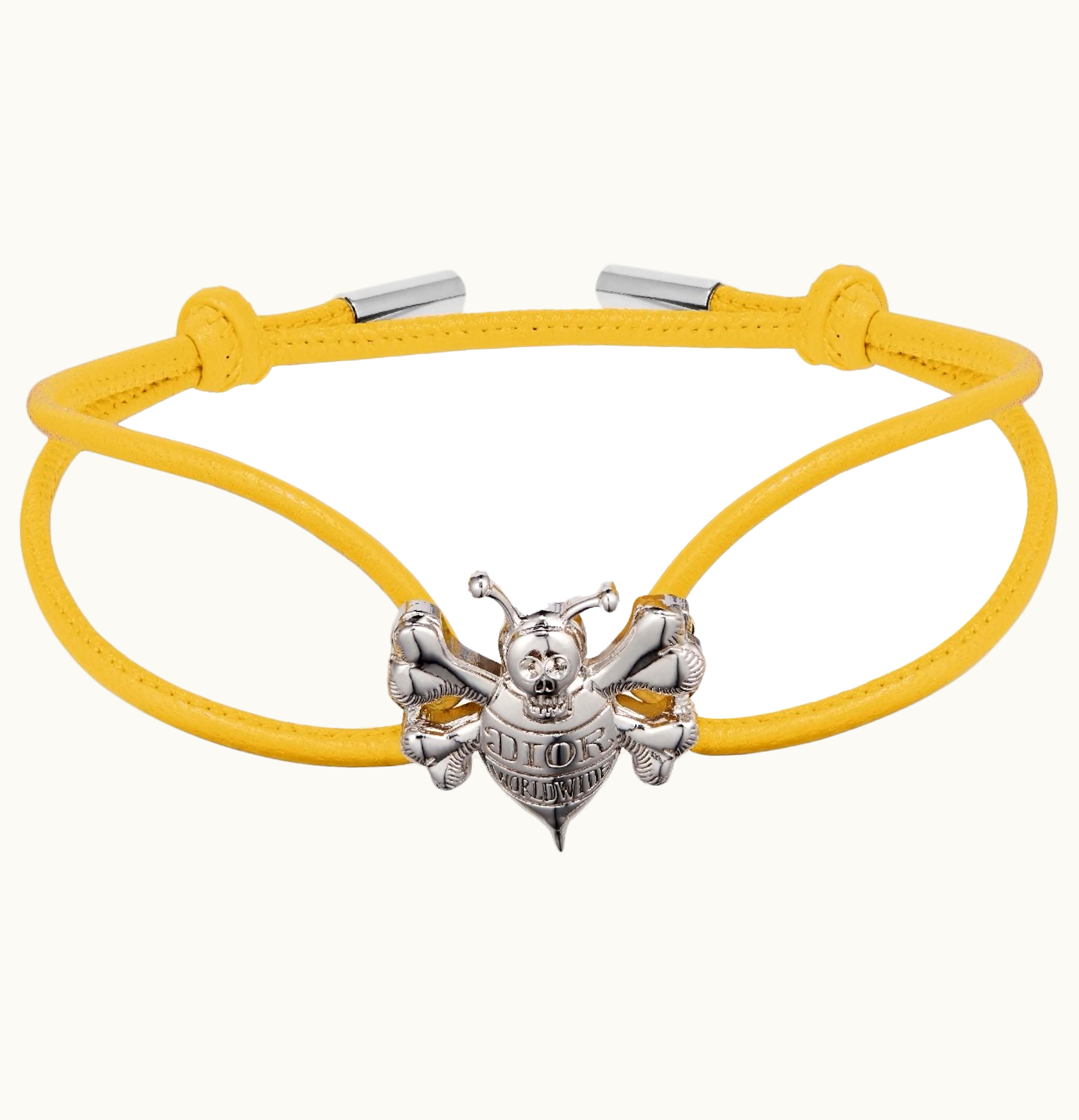 Dior Dior And Shawn Cord Bracelet Yellow Calfskin