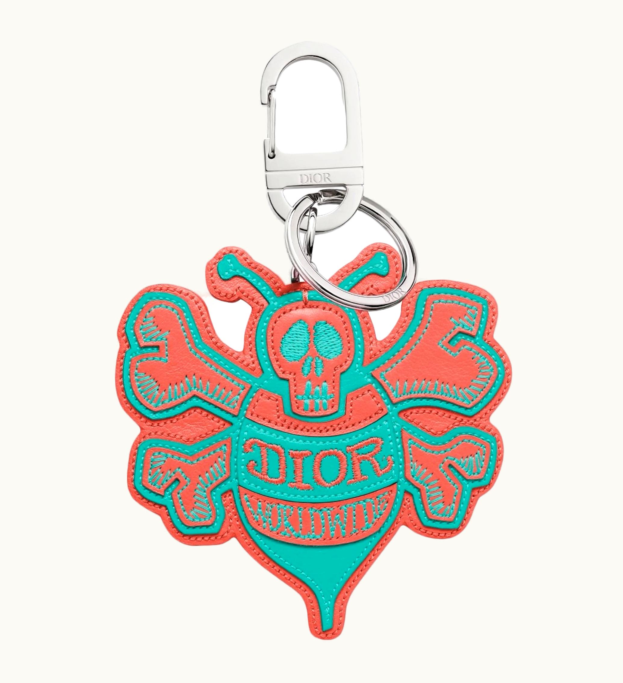 Dior Dior And Shawn Bee Key Ring Pink Green