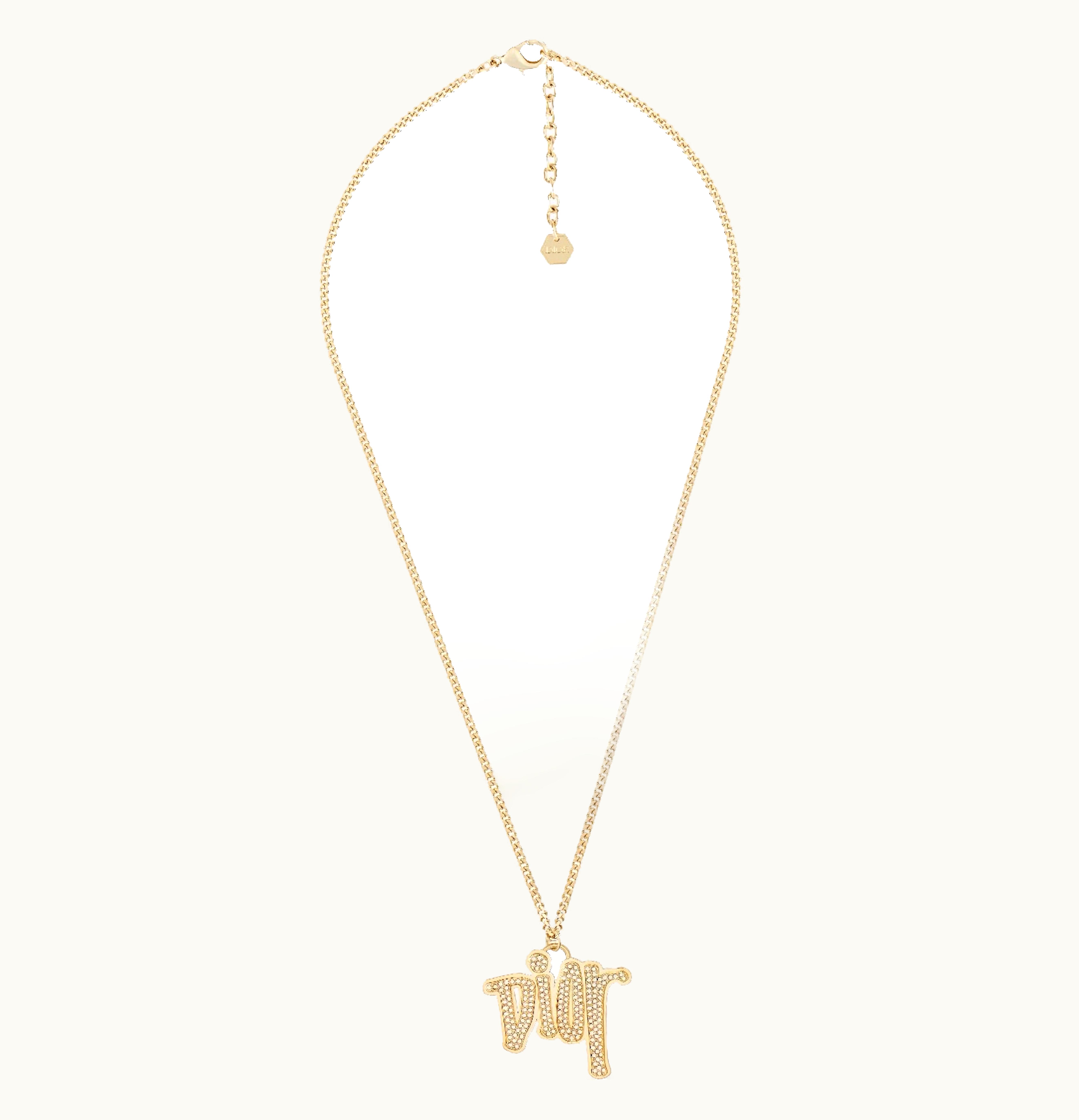 Dior Dior And Shawn Pendant Necklace Gold Tone Brass With Crystals