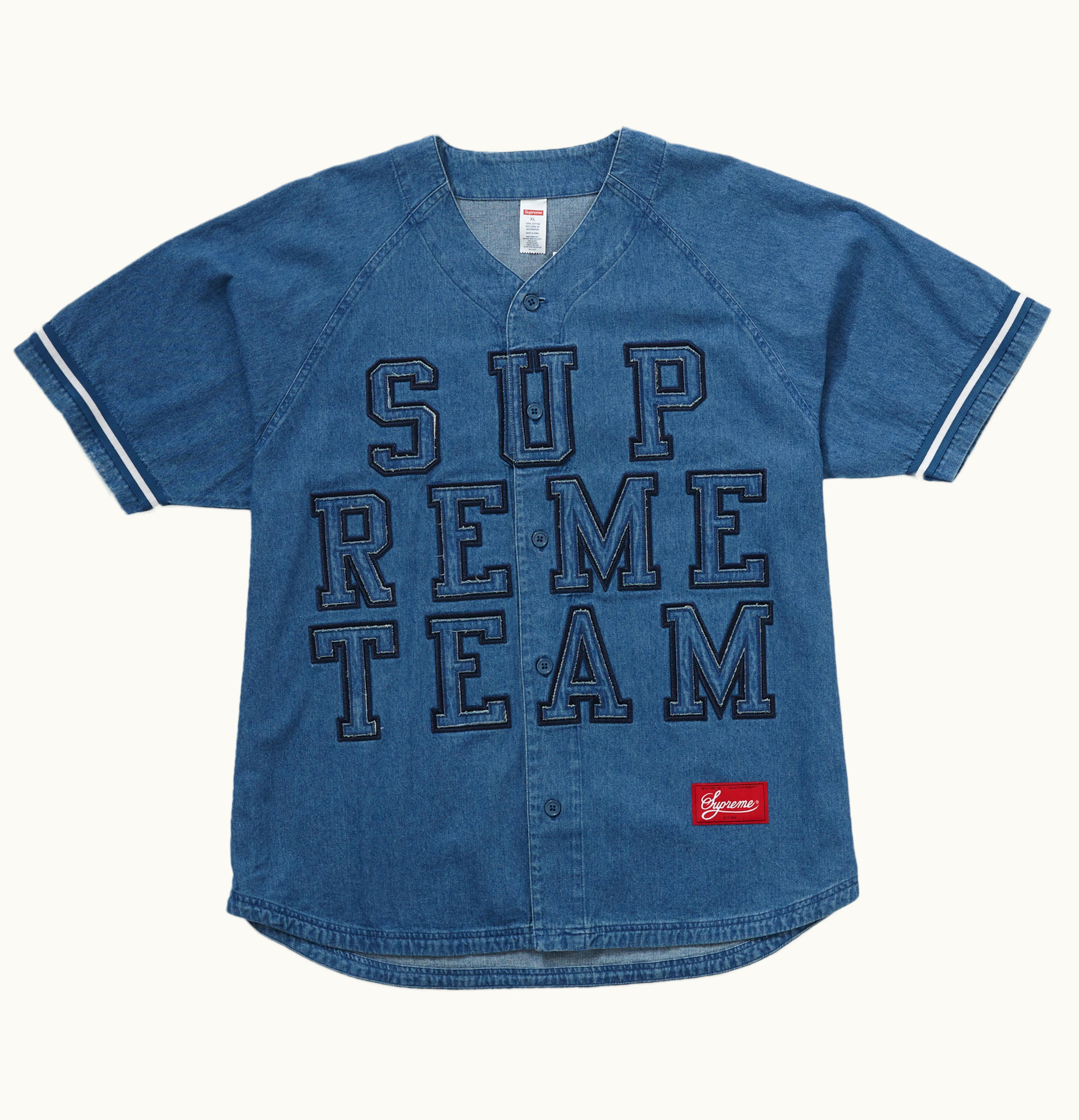 Supreme Supreme Denim Baseball Jersey Blue