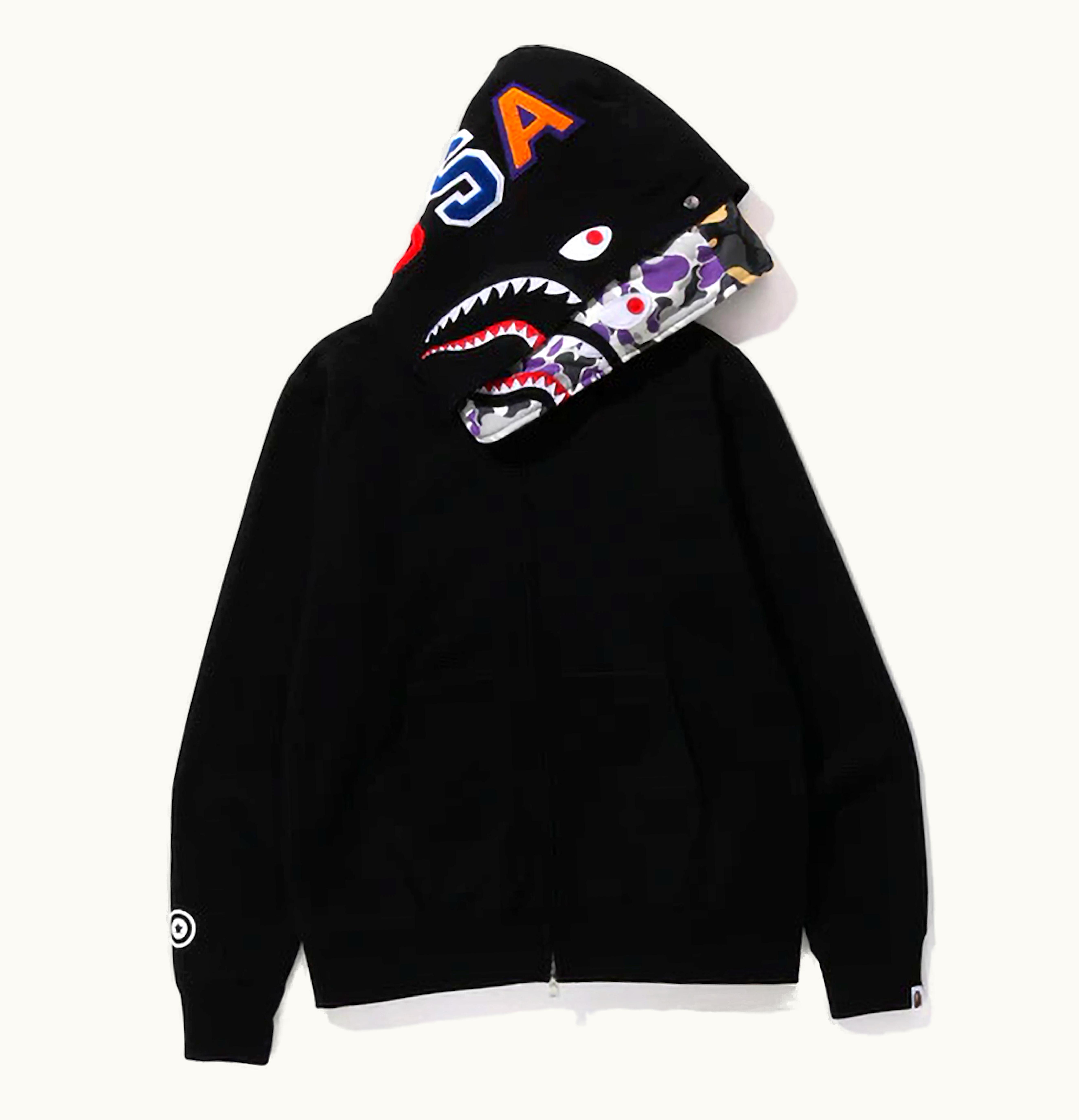 BAPE BAPE Us Limited Collection Shark Full Zip Double Hoodie Black
