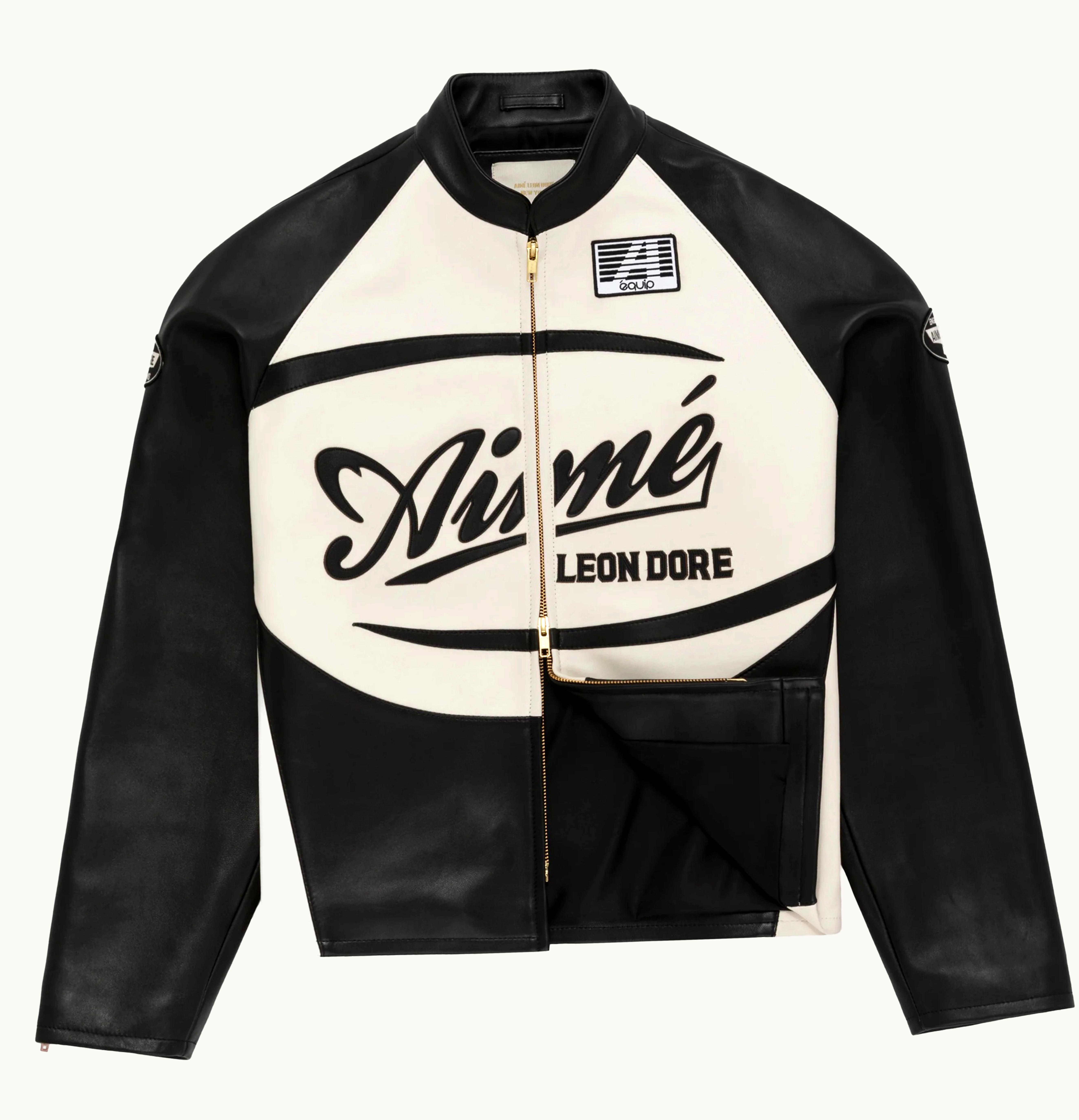 Aime Leon Dore Aime Leon Dore Leather Cafe Racer Jacket Black White