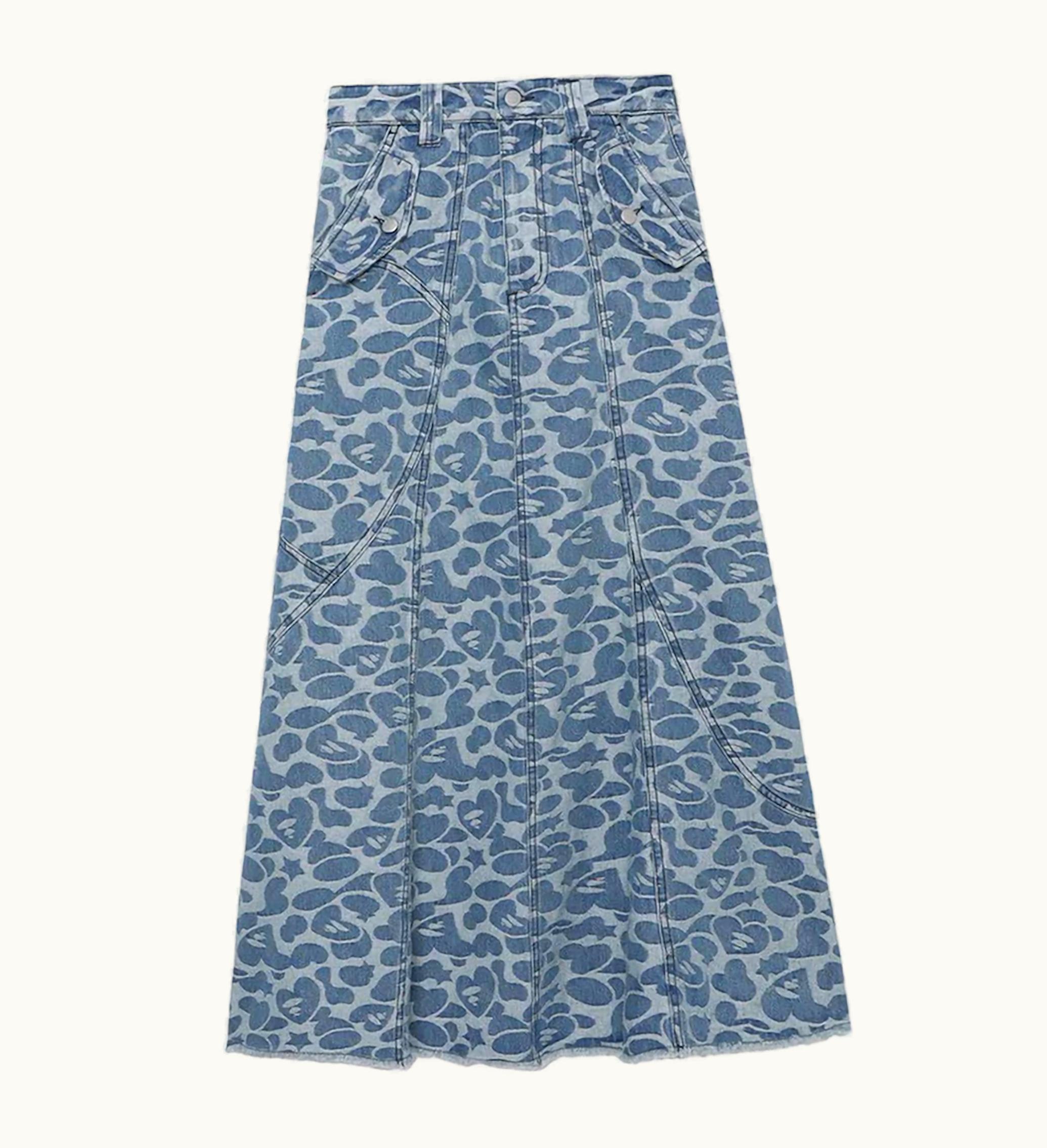BAPE BAPE Pattern Denim Long Skirt Light Indigo