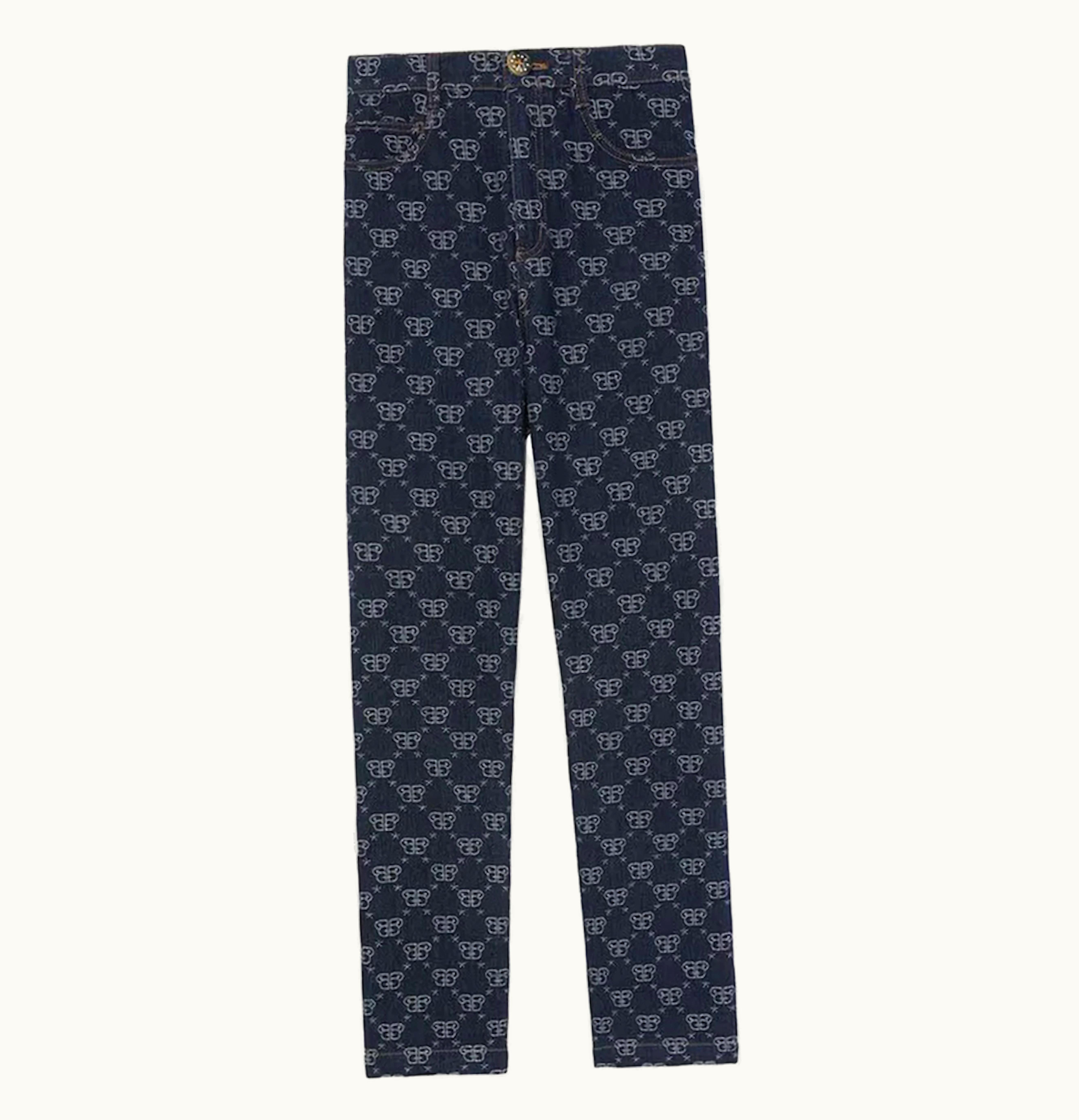 BAPE BAPE Womens Monogram Jeans Dark Blue