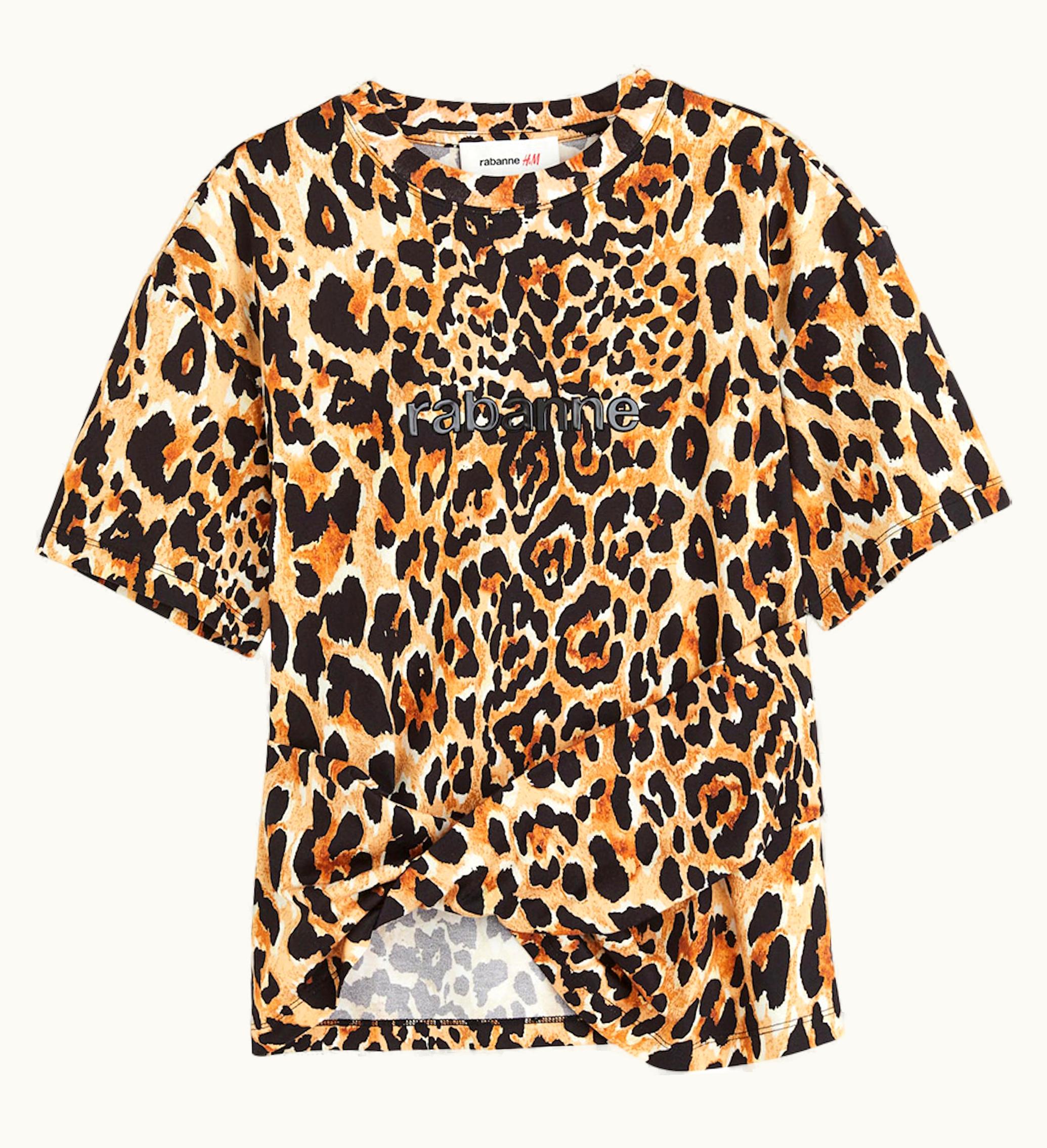 Rabanne Rabanne HM Leopard Print Twist Detail T Shirt Leopard Print