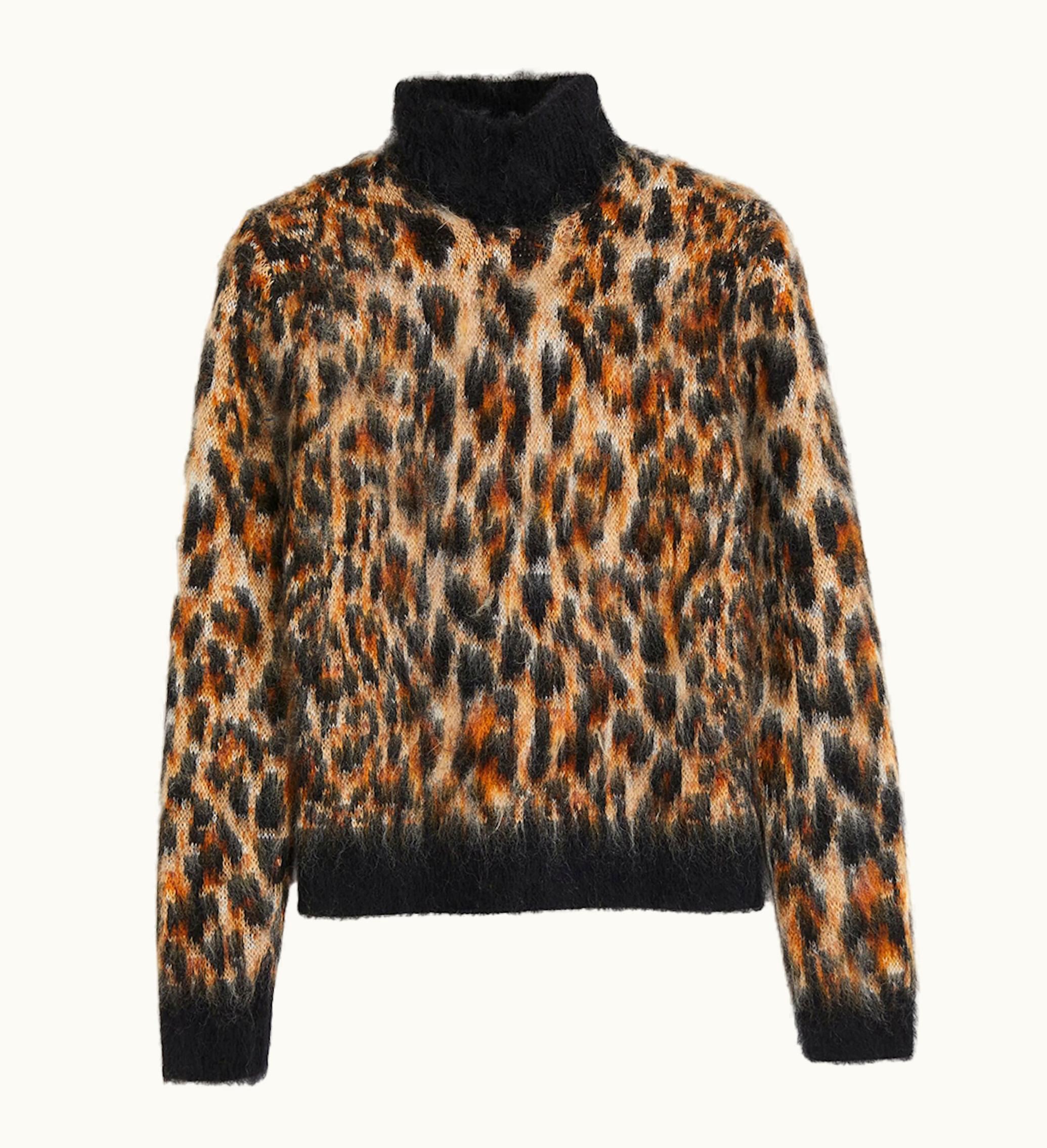 Rabanne Rabanne HM Mohair Blend Jacquard Knit Sweater Mens Leopard