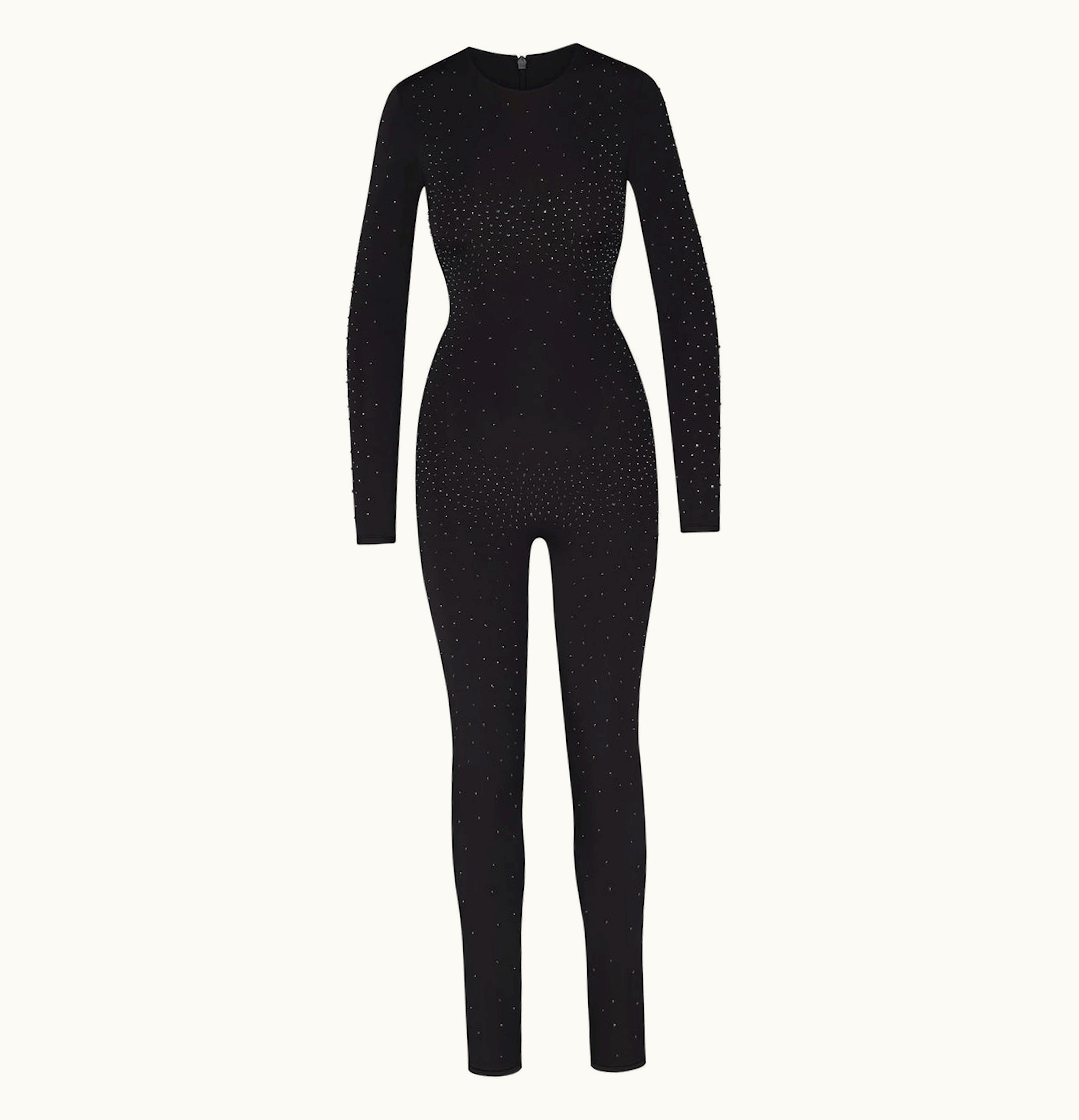 SKIMSX Swarovski Jelly Sheer Long Sleeve Catsuit Onyx