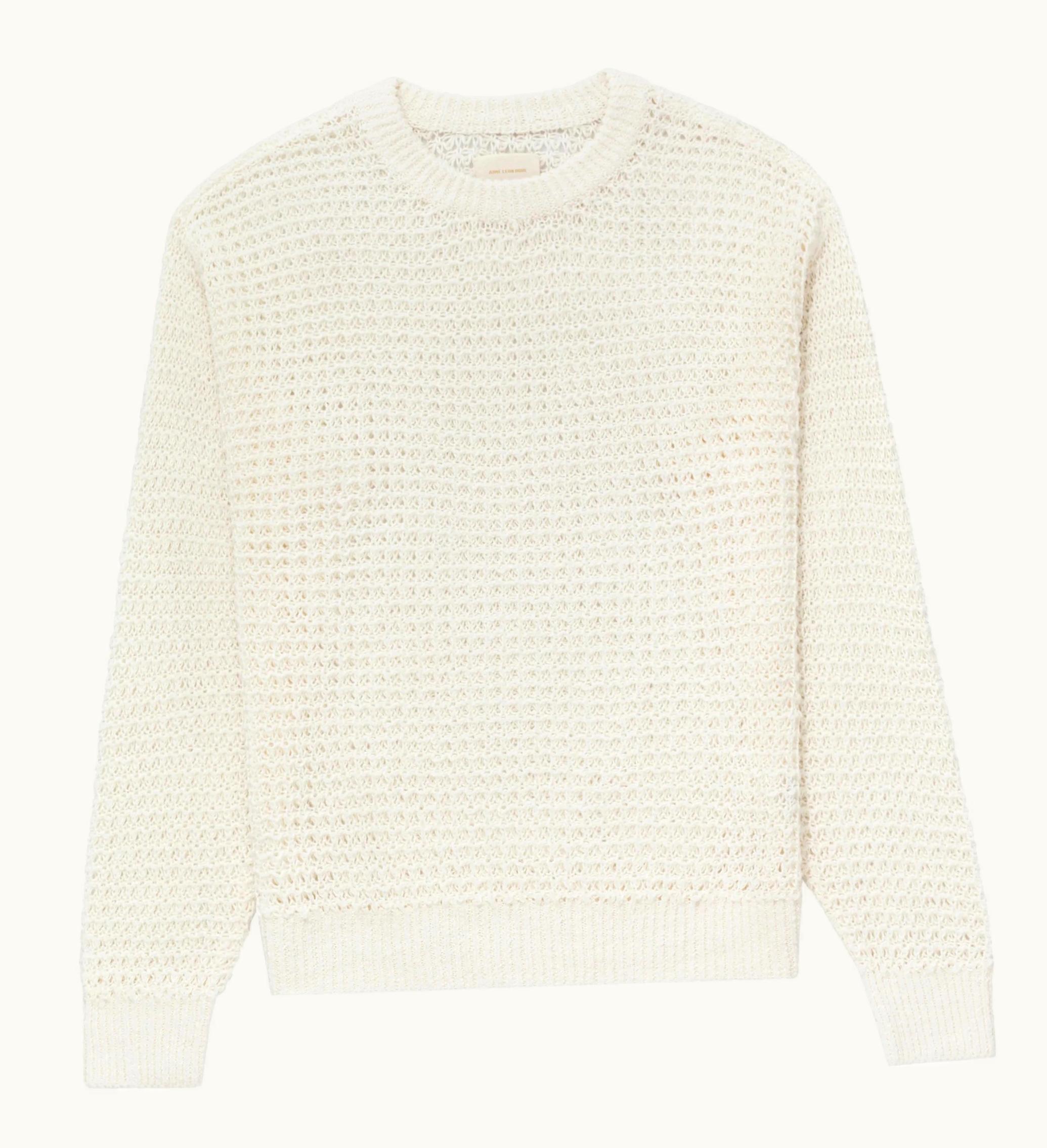 Aime Leon Dore Aime Leon Dore Loose Knit Waffle Crewneck Sweater White