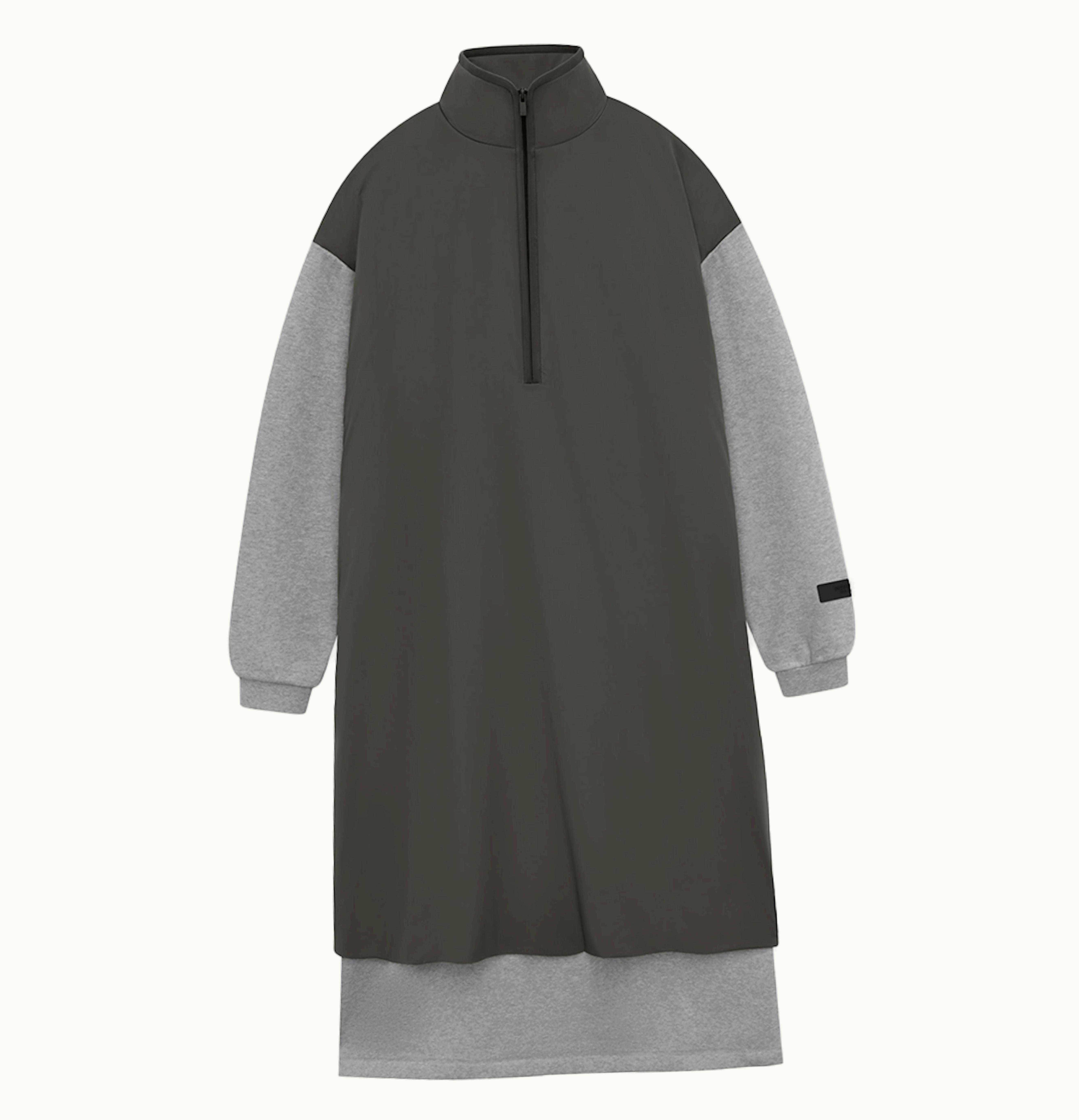 Fear of God Fear Of God Essentials Womens Nylon Fleece Mockneck Sweater Dress Dark Heather Oatmeal Ink