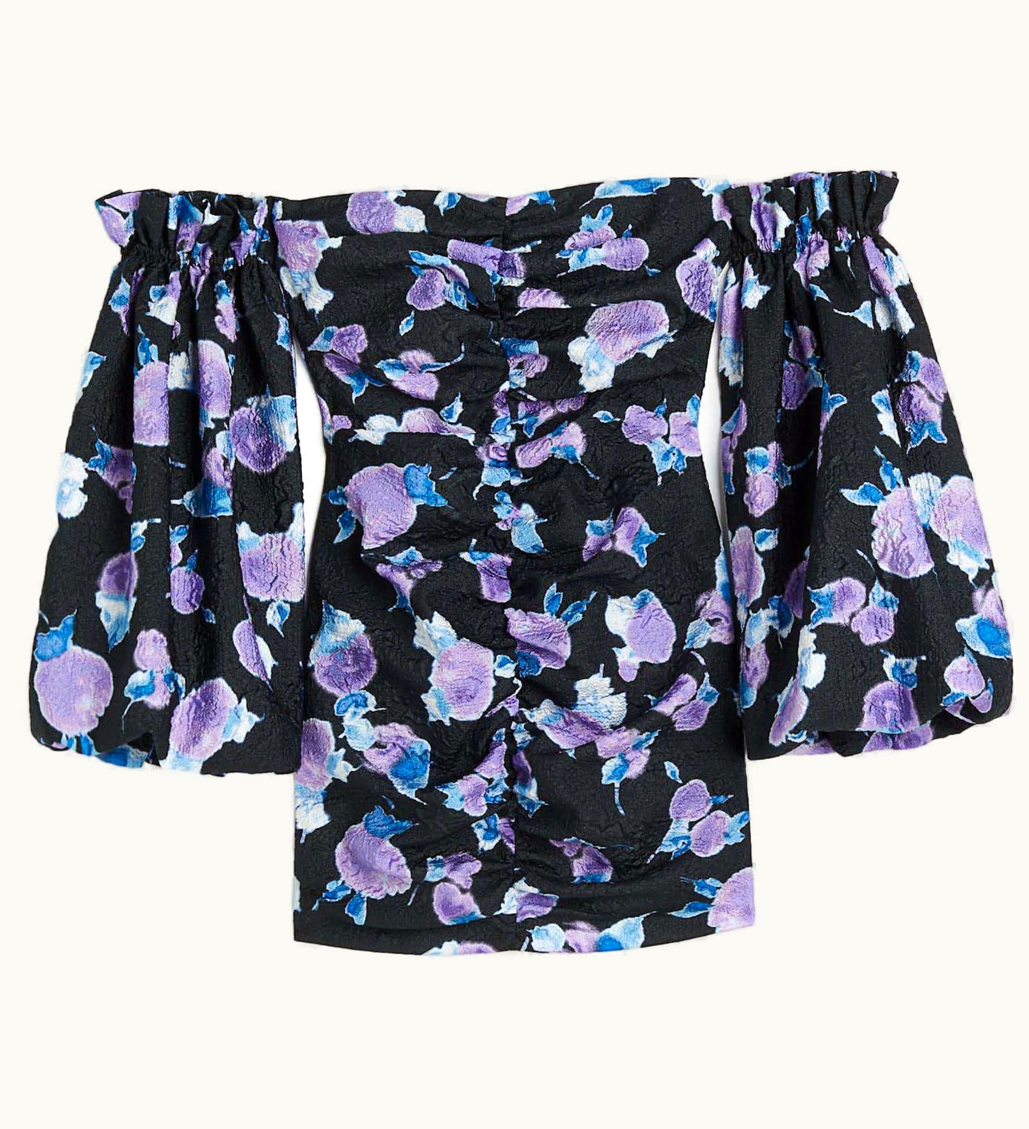 ROTATE Rotate HM Crinkle Puff Sleeve Dress Blurry Flower Bougainvillea