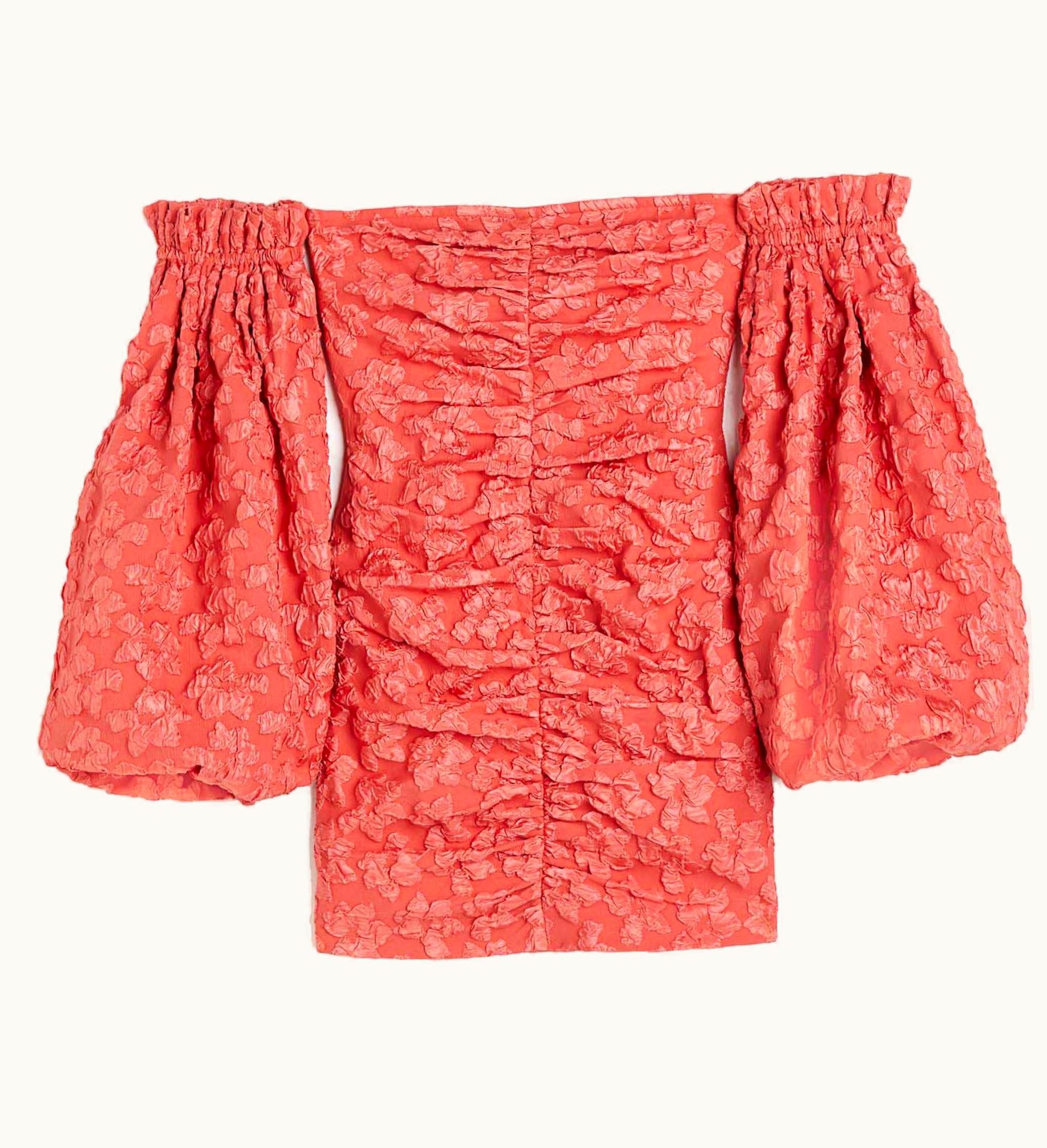 ROTATE Rotate HM Flower Puff Sleeve Dress Spiced Coral