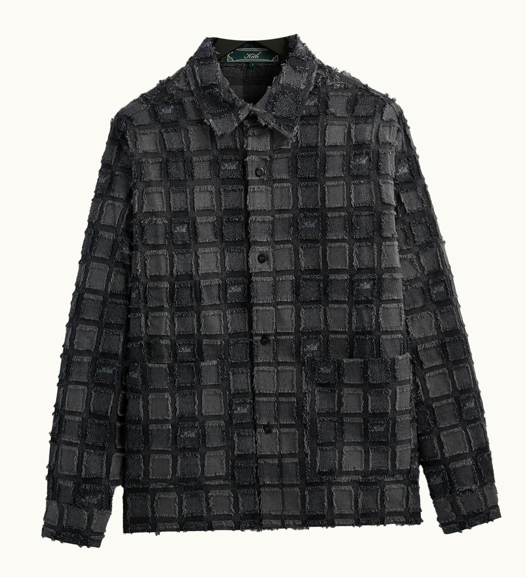 Kith Kith Fils Coupe Check Long Sleeves Boxy Collared Overshirt Black