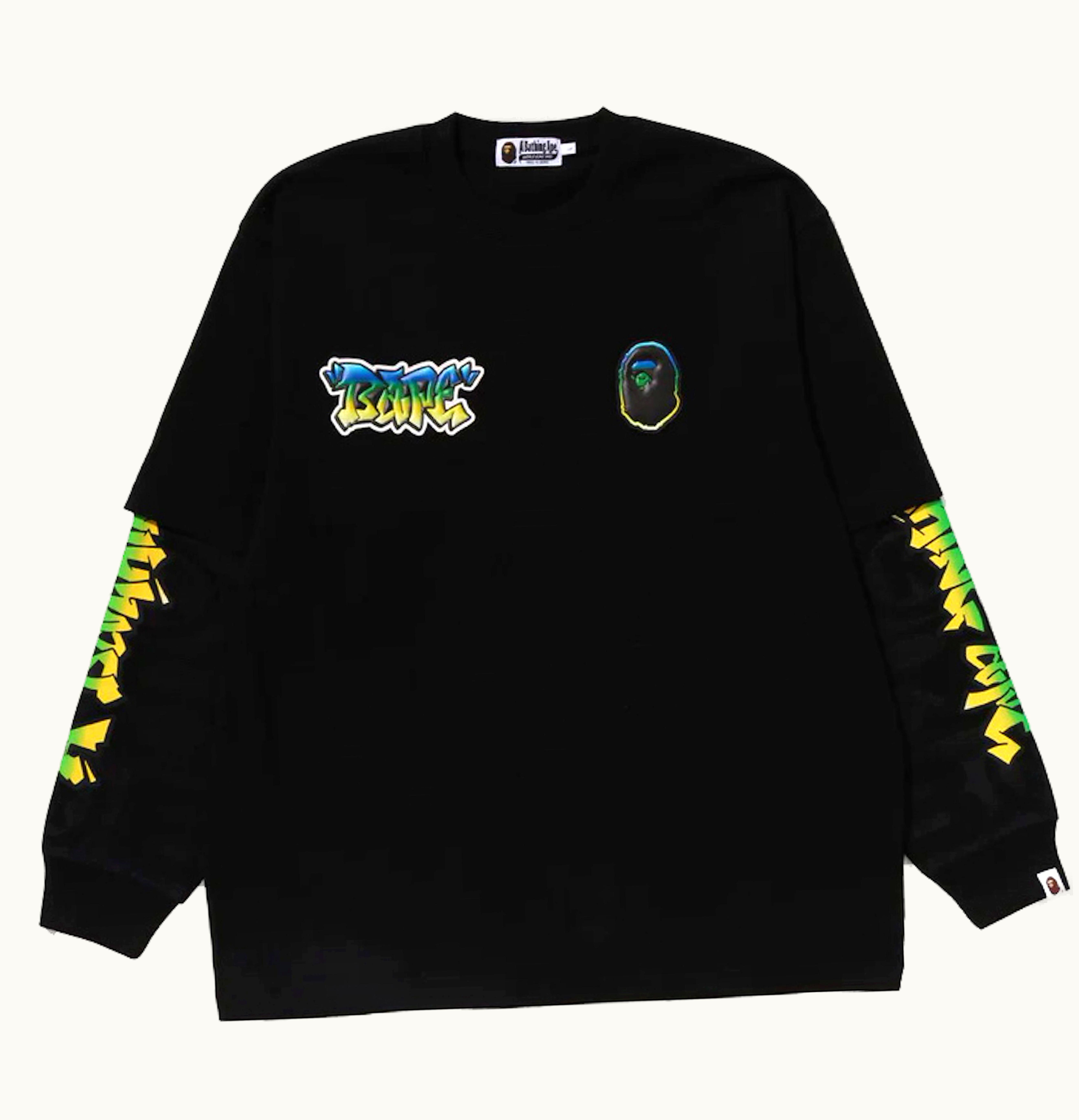 BAPE BAPE Lux Sport Pattern Oversized Double Long Sleeve Tee Black