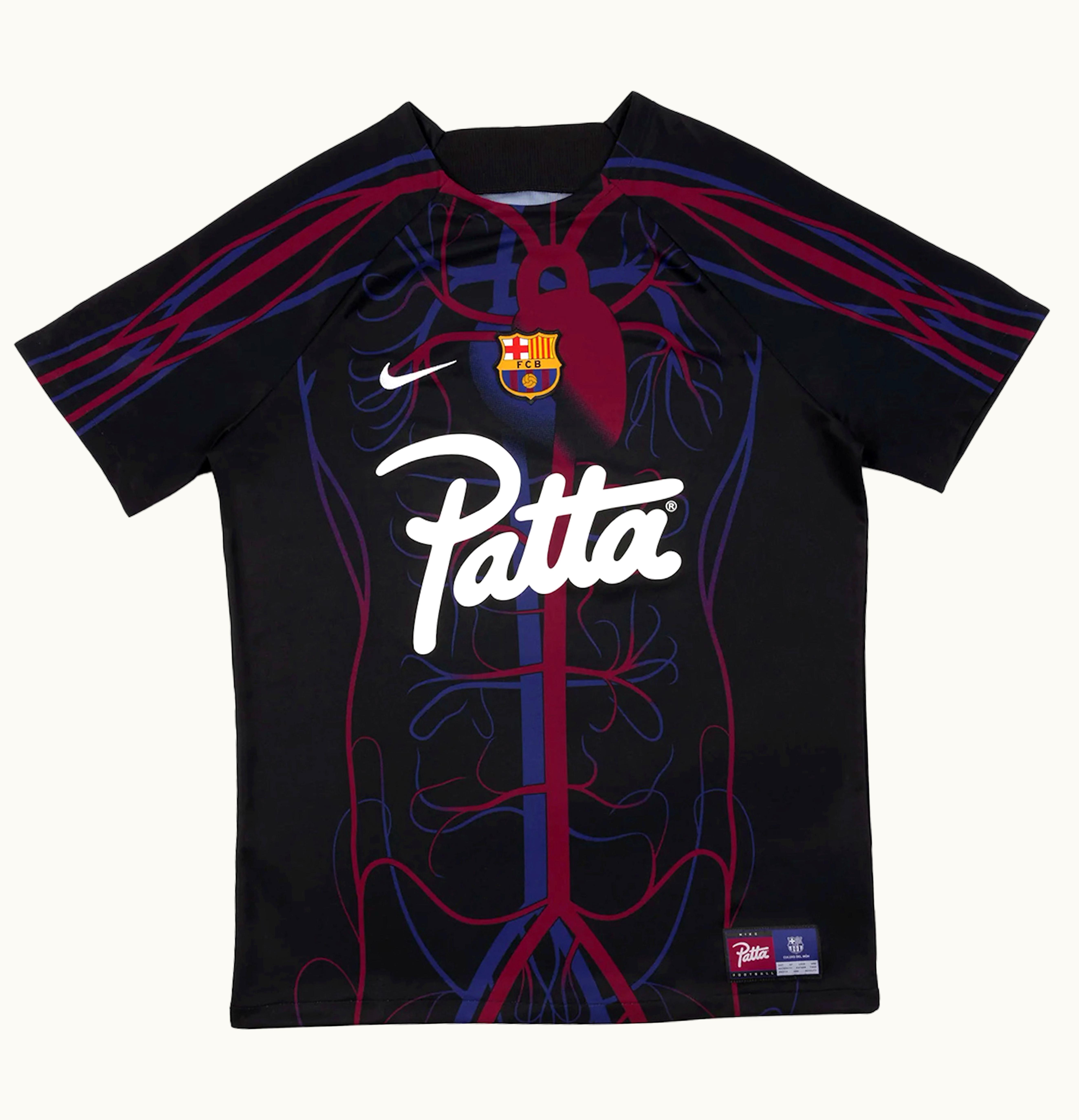 Patta X Barcelona FC Culers Del Mon Script Logo Pre Match Jersey Black White