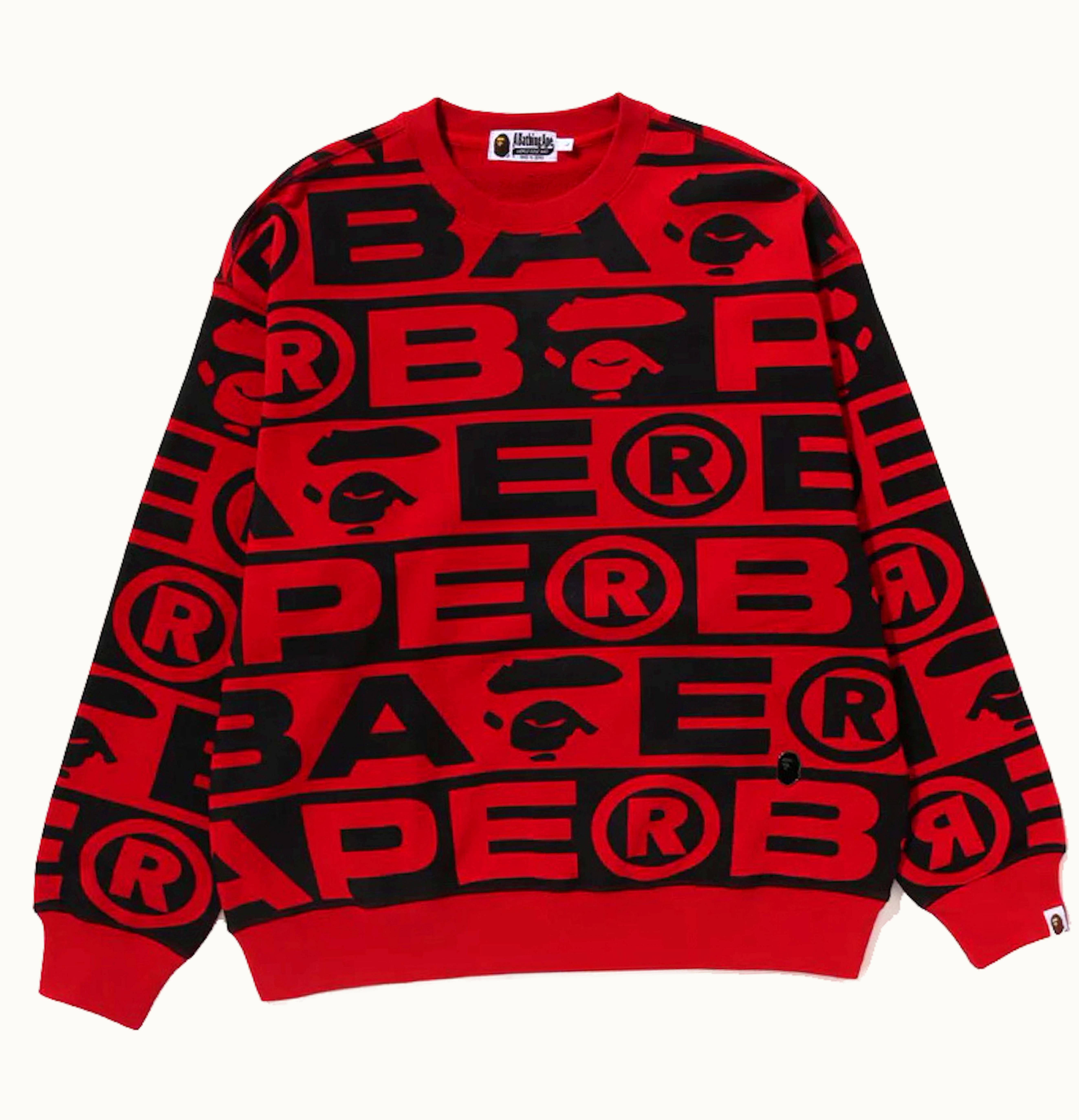 BAPE BAPE Lux Sport Pattern Oversized Crewneck Red