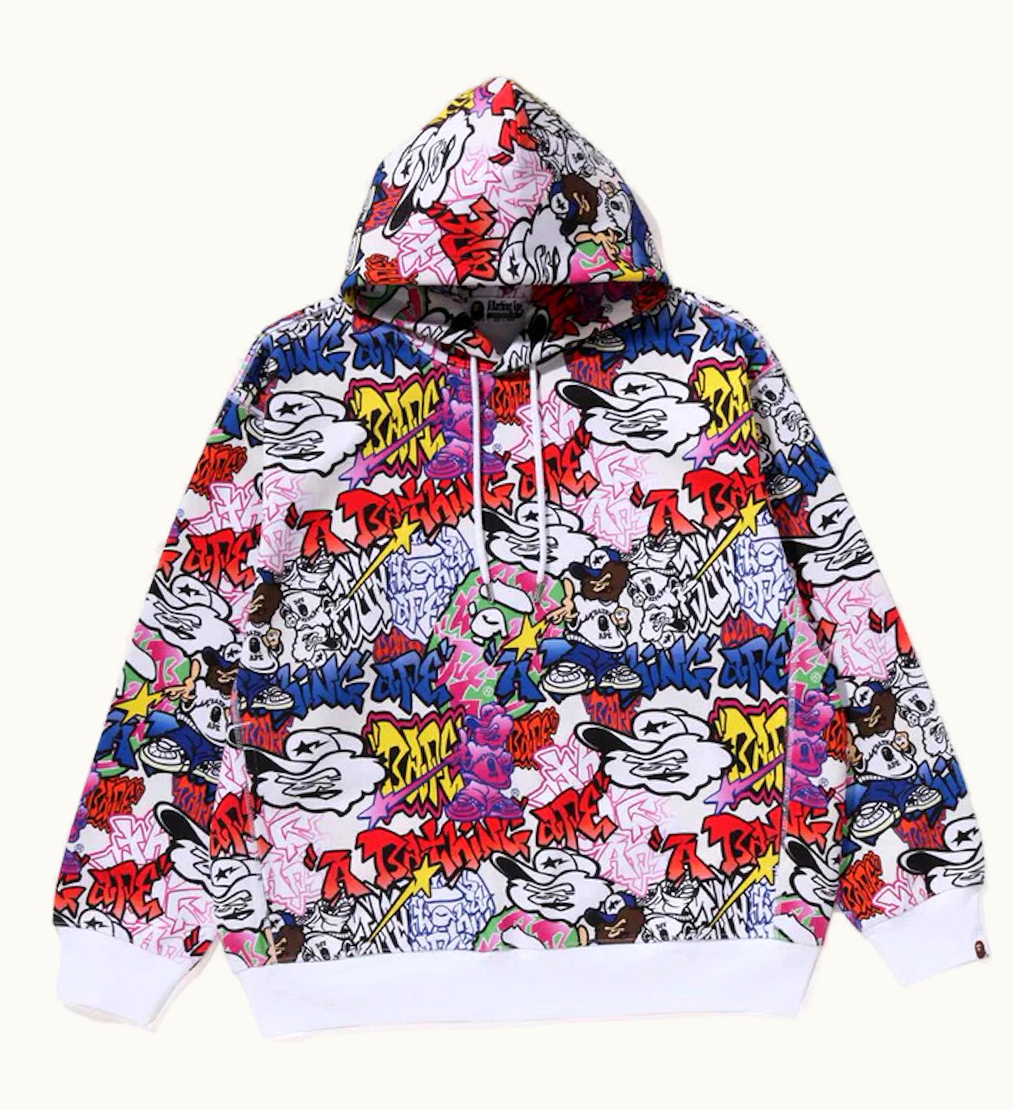 BAPE BAPE Graffiti Pattern Pullover Hoodie Multicolor