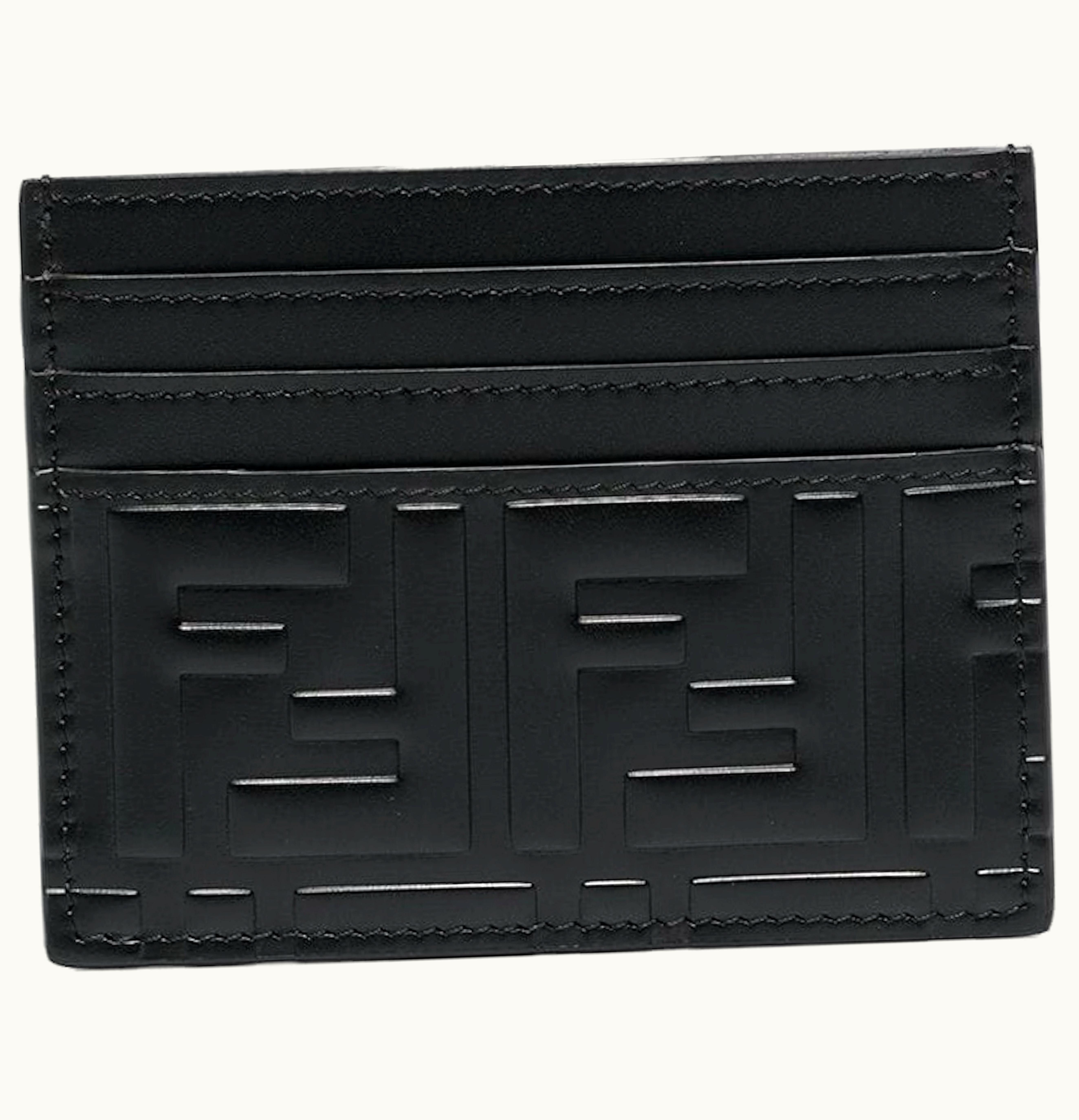Fendi Fendi Cardholder FF Motif Embossed Leather 6 Card Slot Black