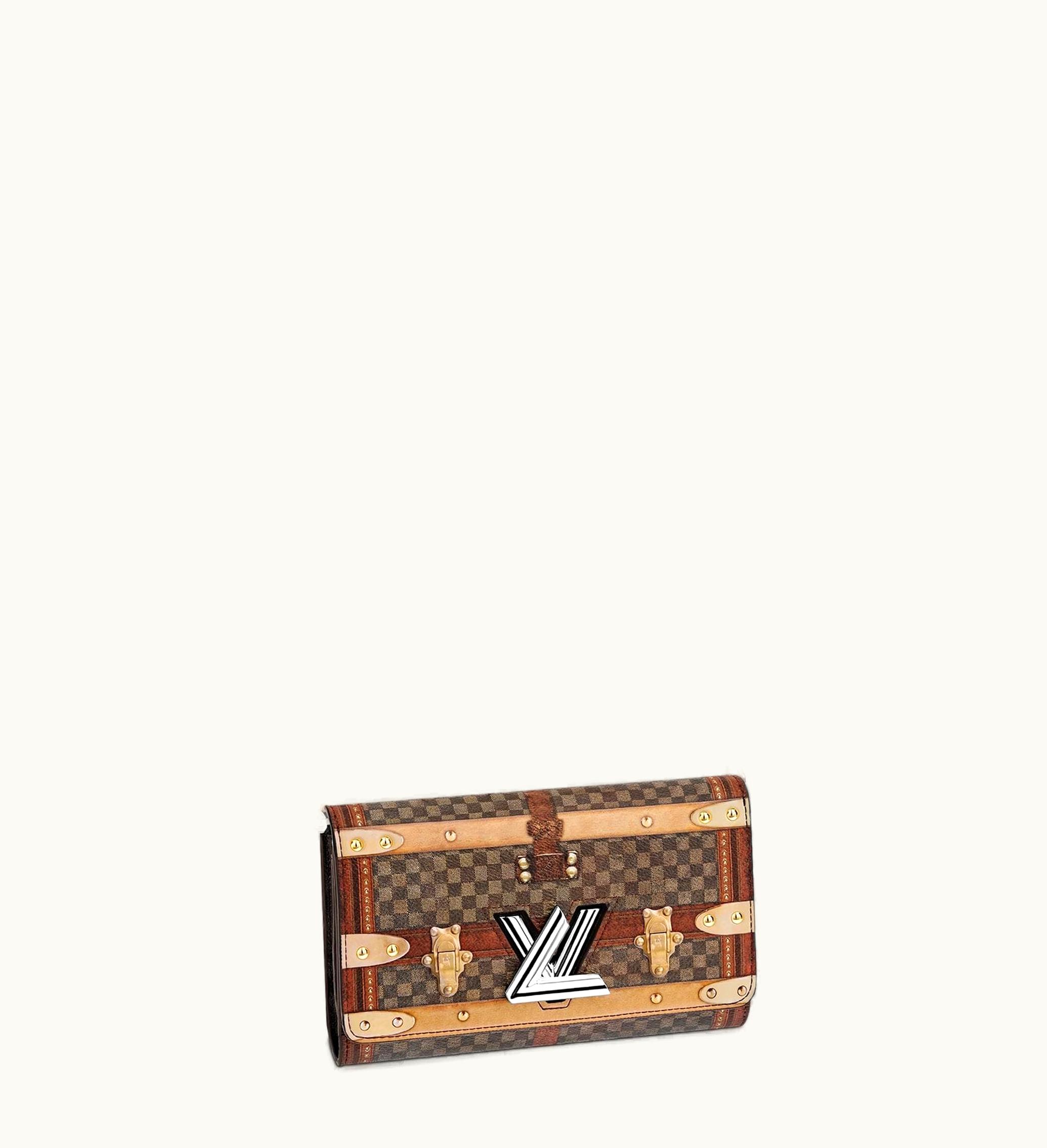 Louis Vuitton Louis Vuitton Twist Chain Wallet Damier Ebene Time Trunk Brown Multicolor