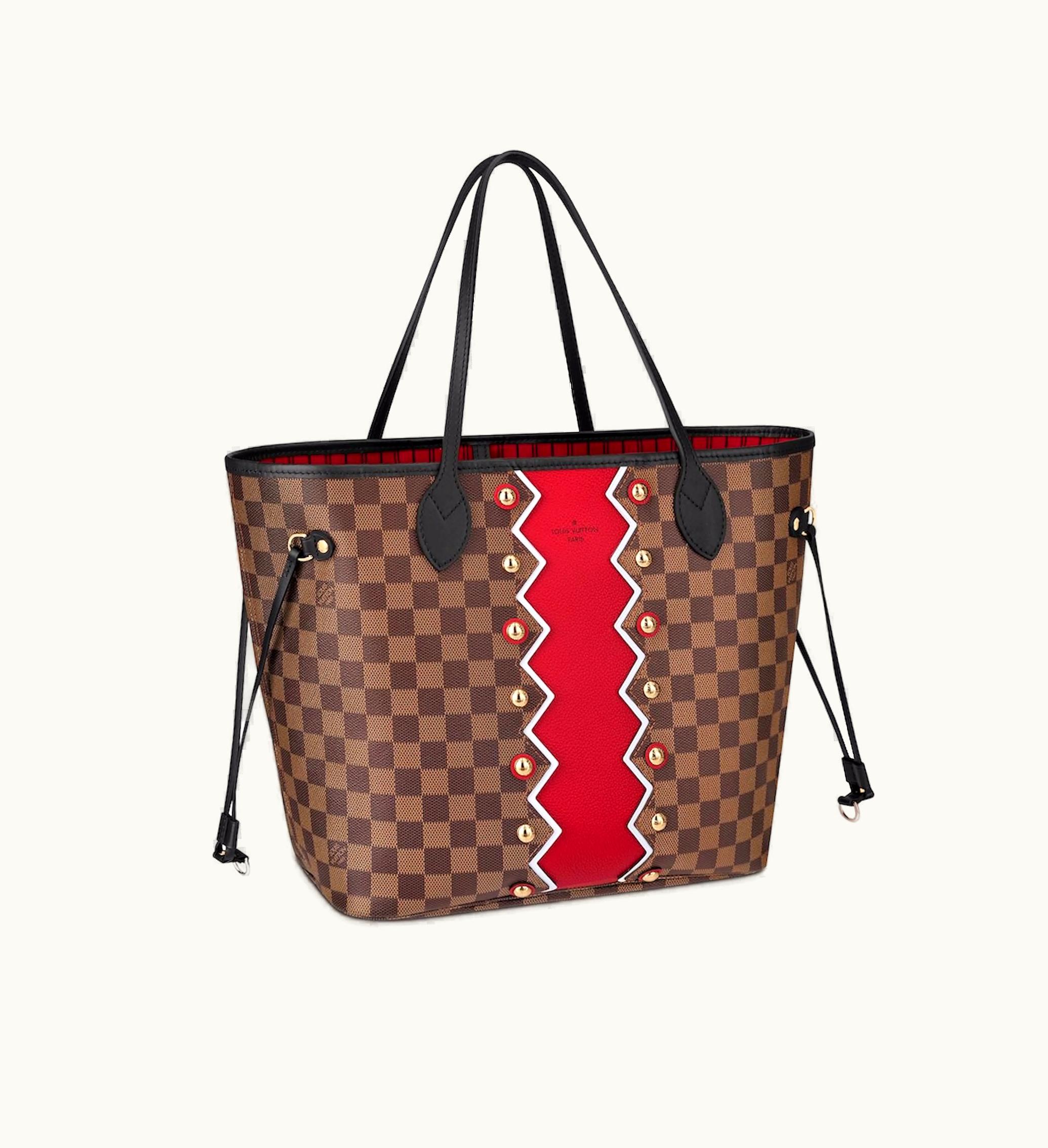 Louis Vuitton Louis Vuitton Neverfull Damier Ebene Karakoram Without Pouch MM Rubis Red Lining