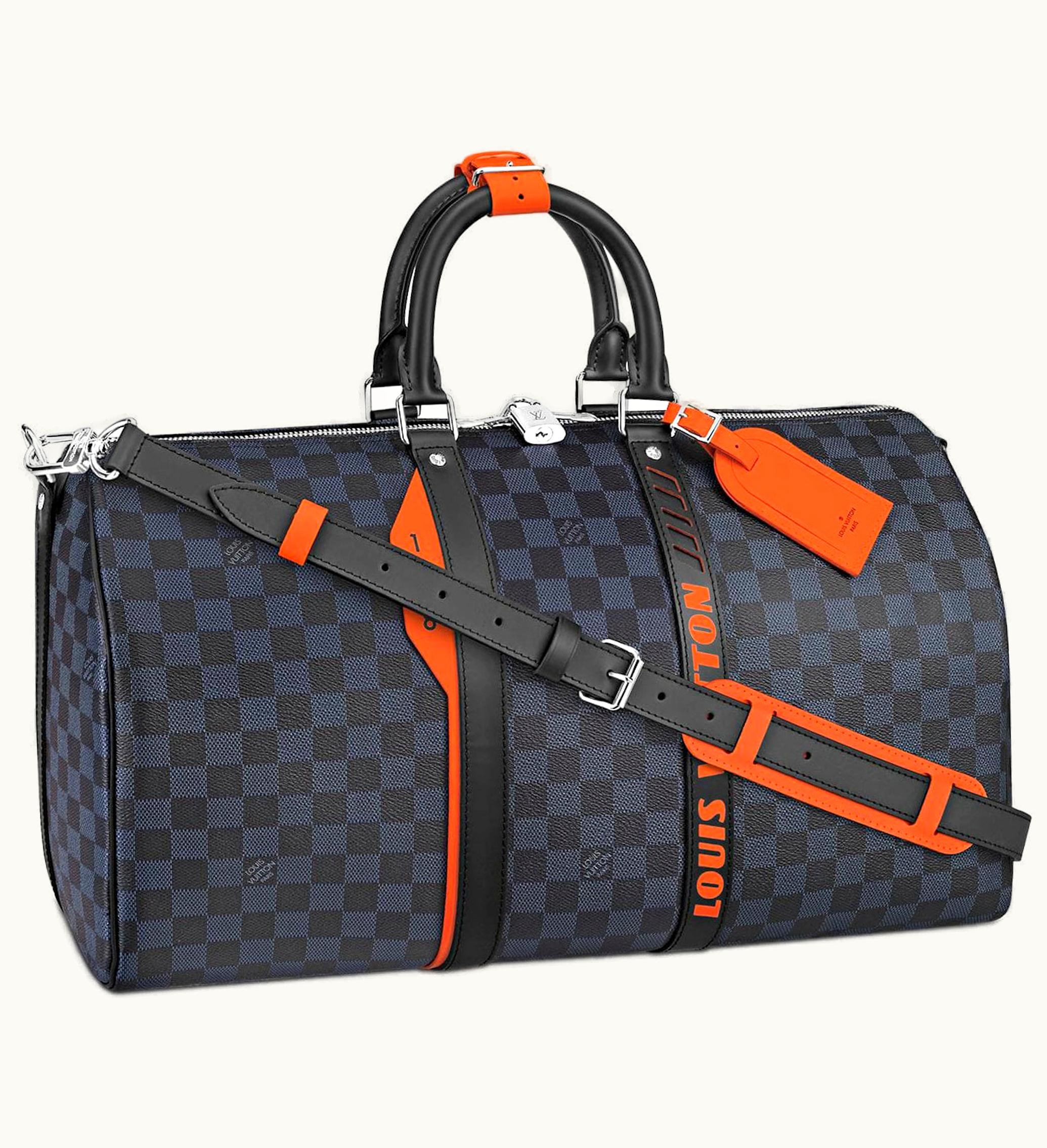 Louis Vuitton Louis Vuitton Keepall Bandouliere Damier Cobalt Race 45 Blue Orange Luxury Travel Bag