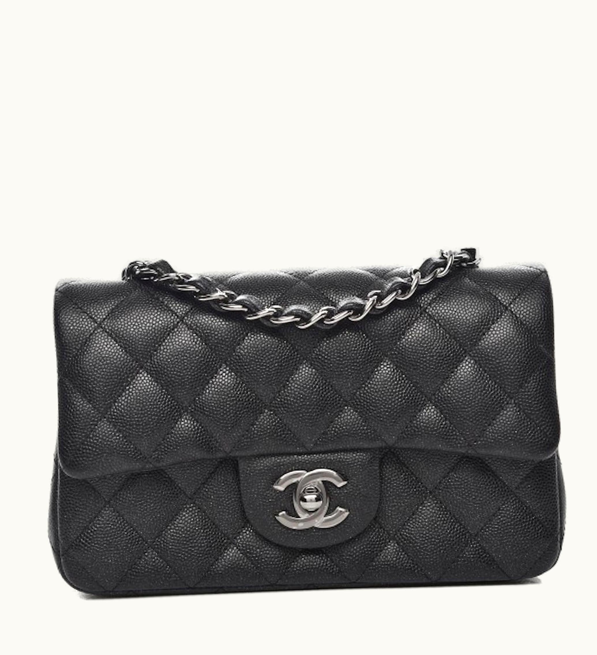 Chanel Rectangular Flap Quilted Diamond Iridescent Mini Black