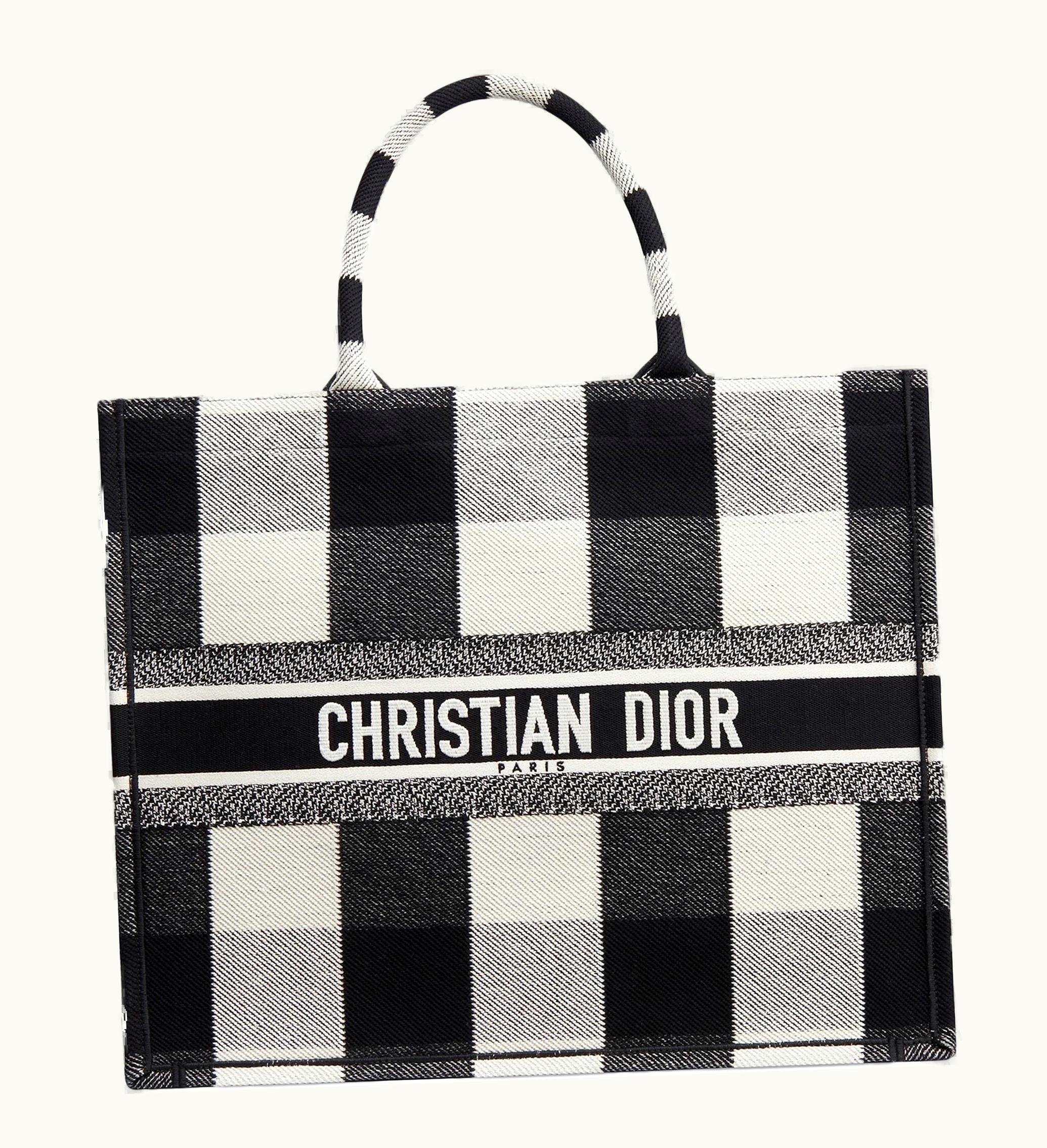 Dior Book Tote Check Off White Black