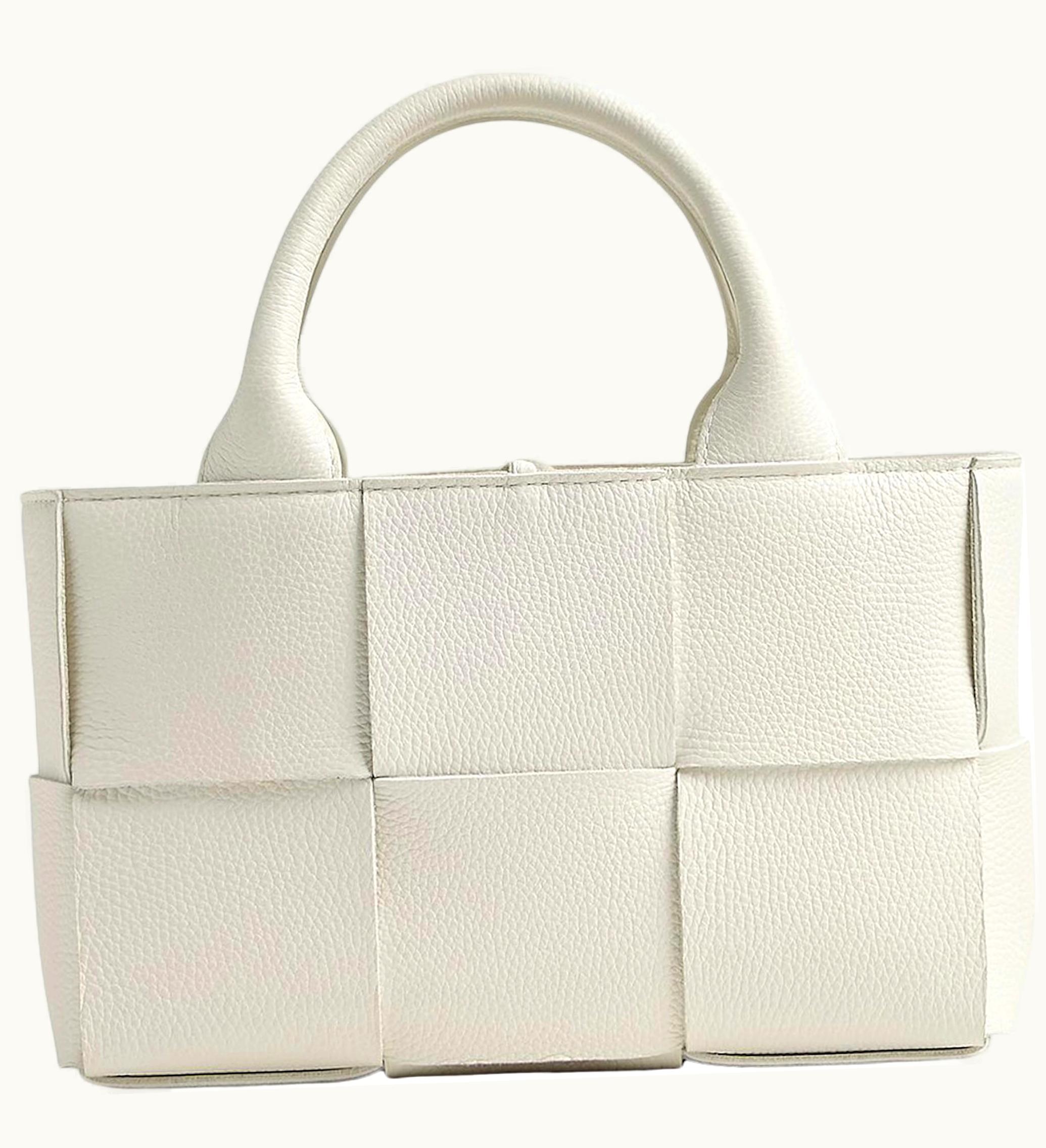 Bottega Veneta Candy Arco Tote Bag Micro Intreccio White