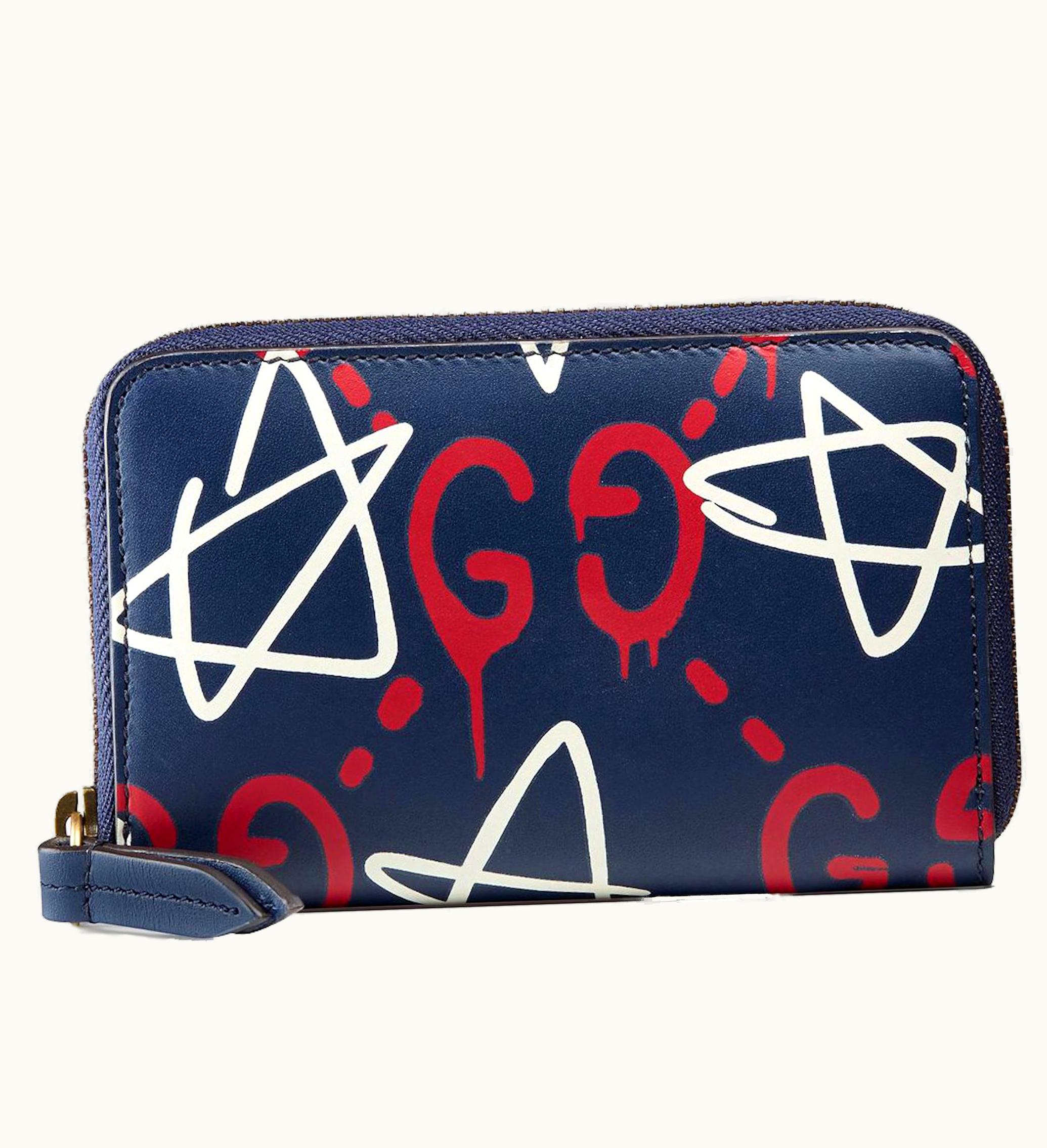 Gucci Gucci Card Case Guccighost Navy Multicolor