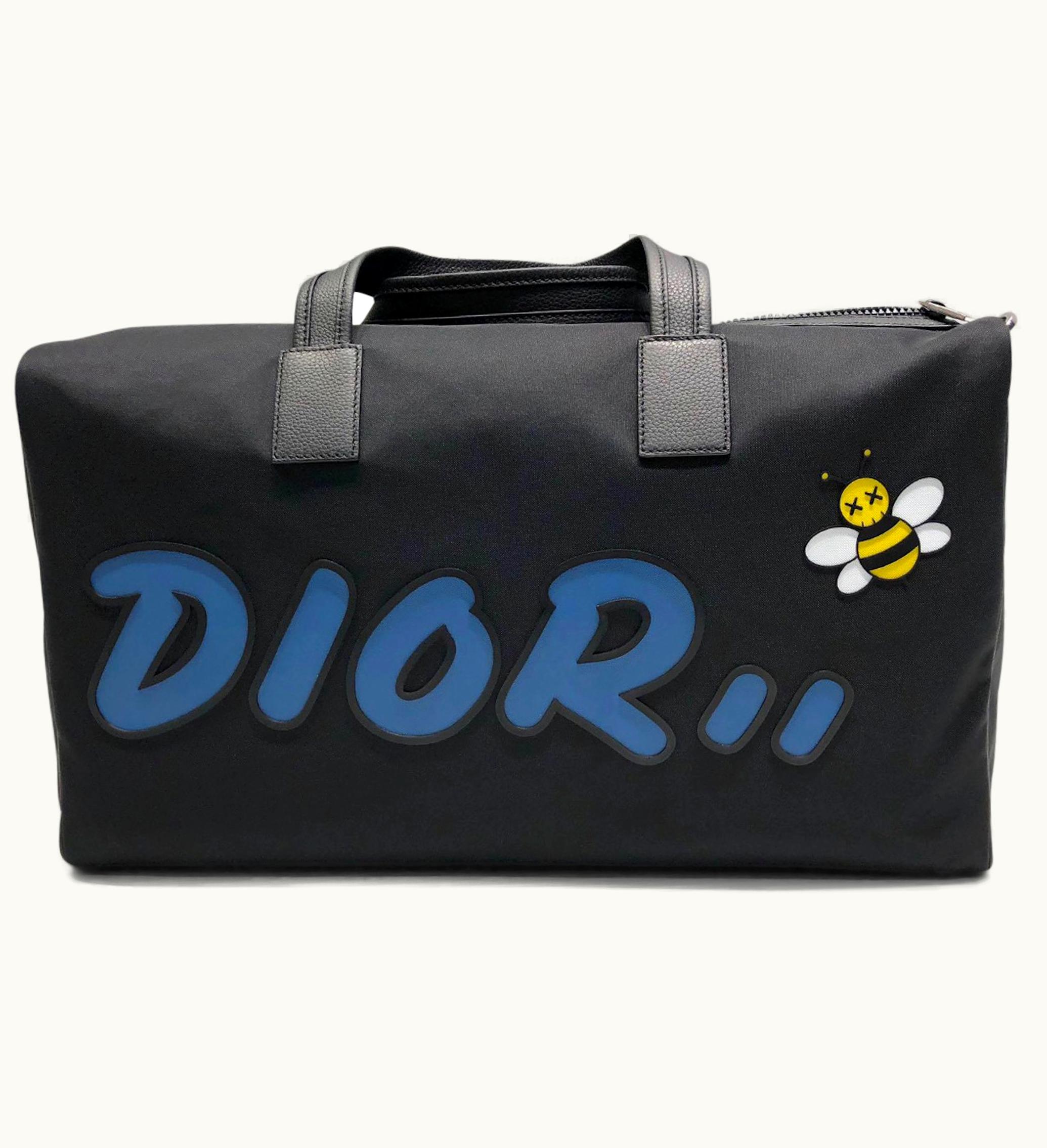 Dior X Kaws Duffle Blue Logo Black