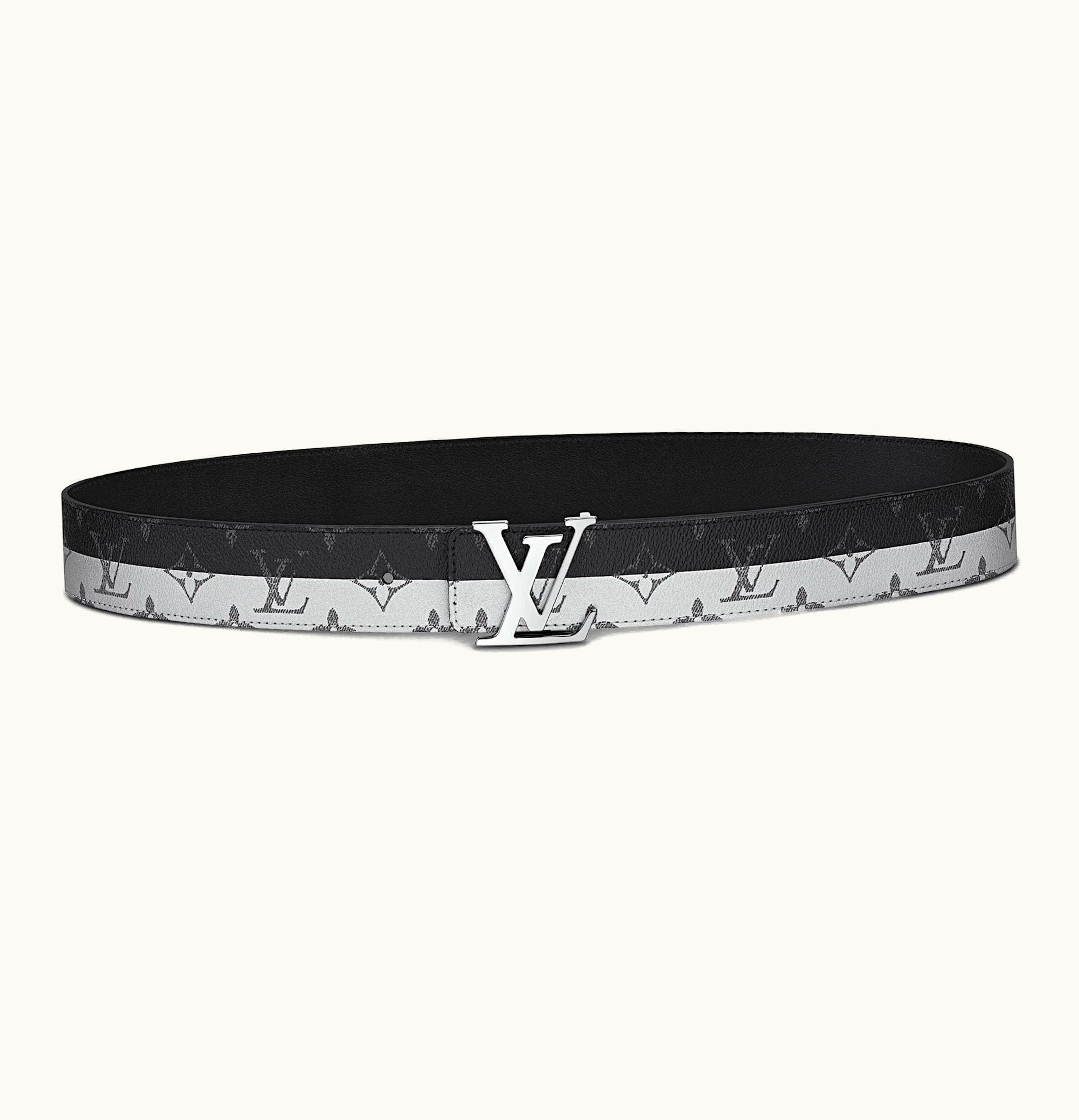Louis Vuitton Louis Vuitton Belt Initiales Monogram Eclipse Split Outdoor 40mm Black White