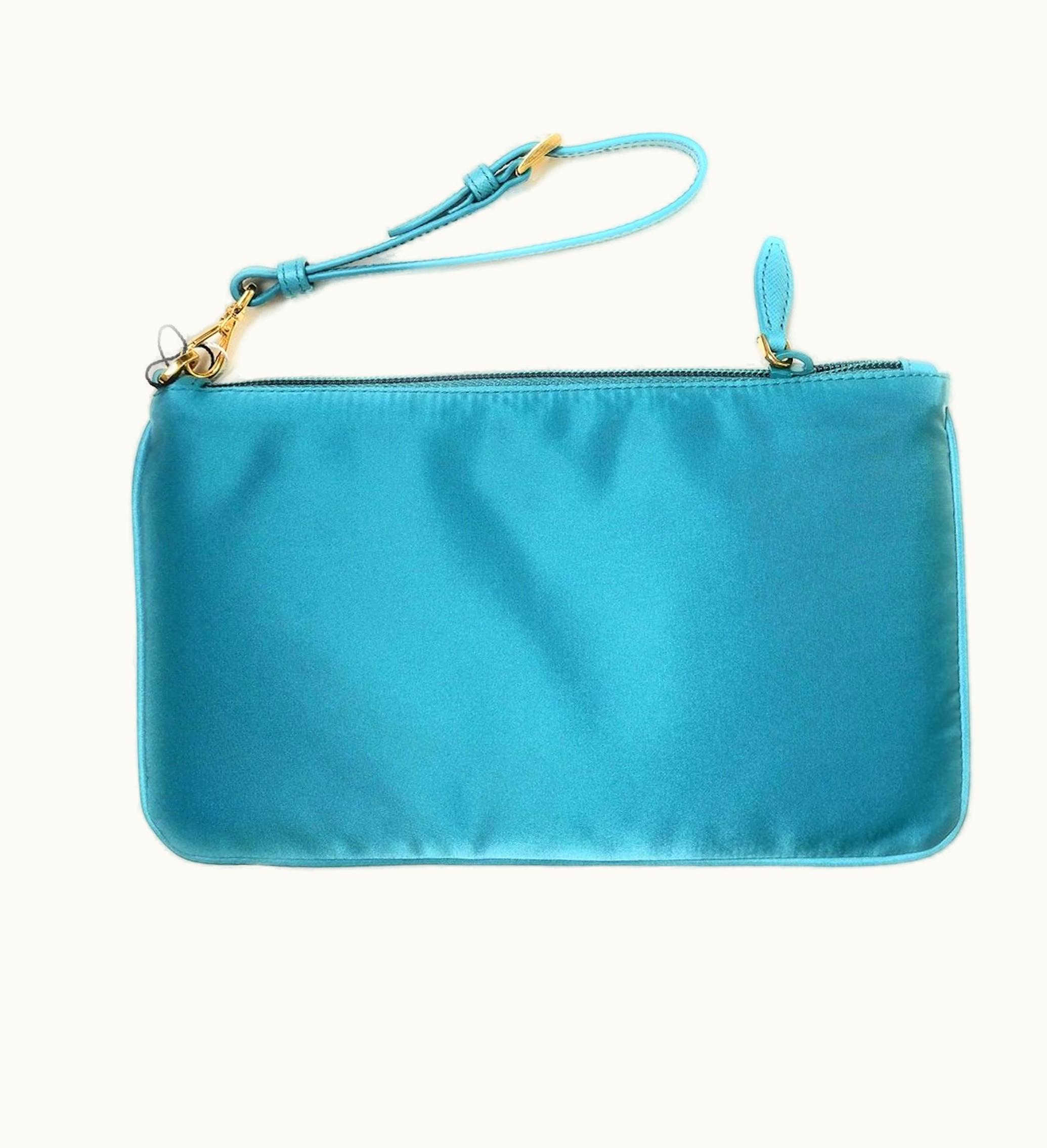 Prada Jacquard Cosmetic Case Logo Turquoise