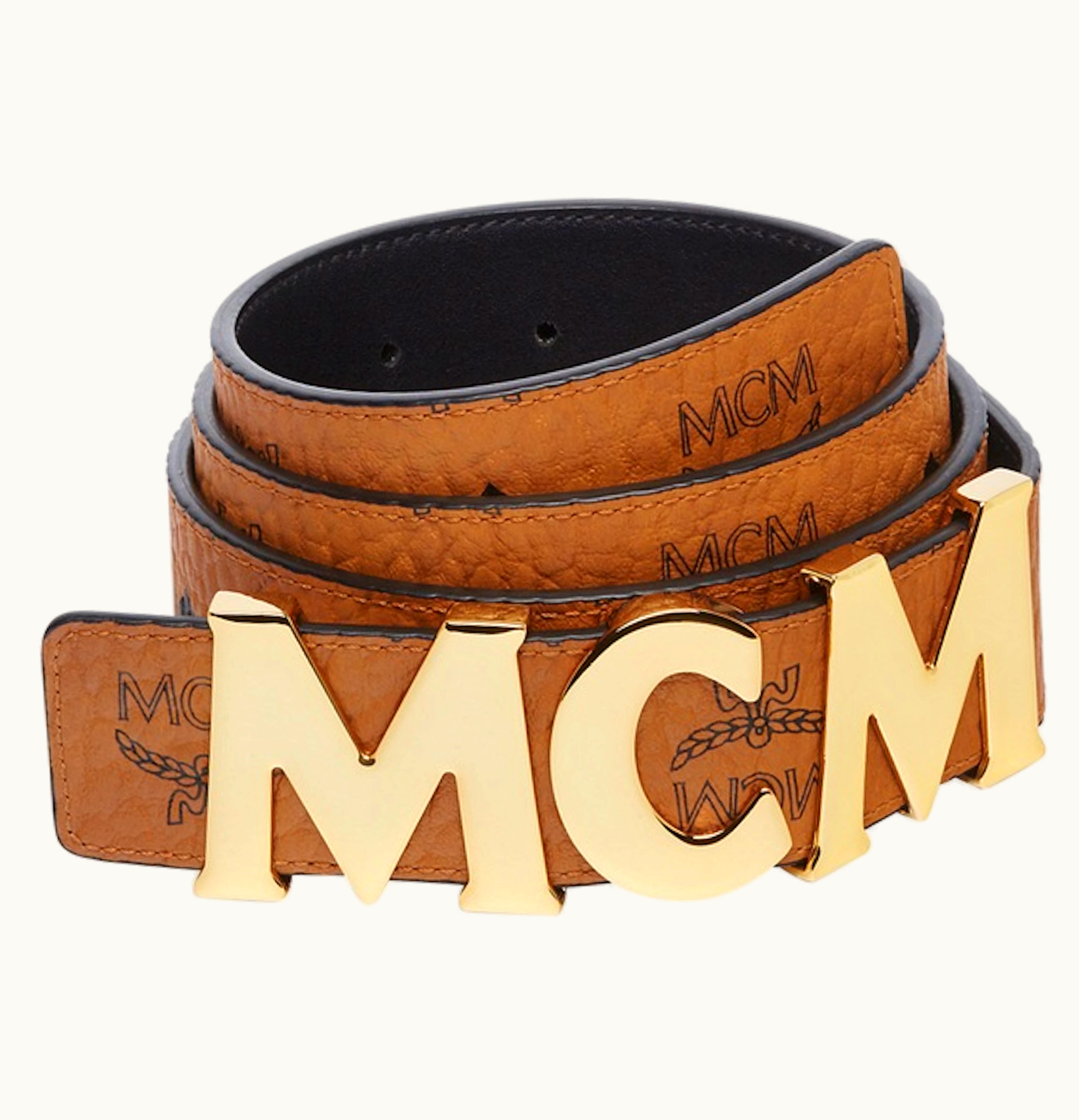 MCM MCM Letter Belt Visetos 15w 47in 120cm Cognac 1