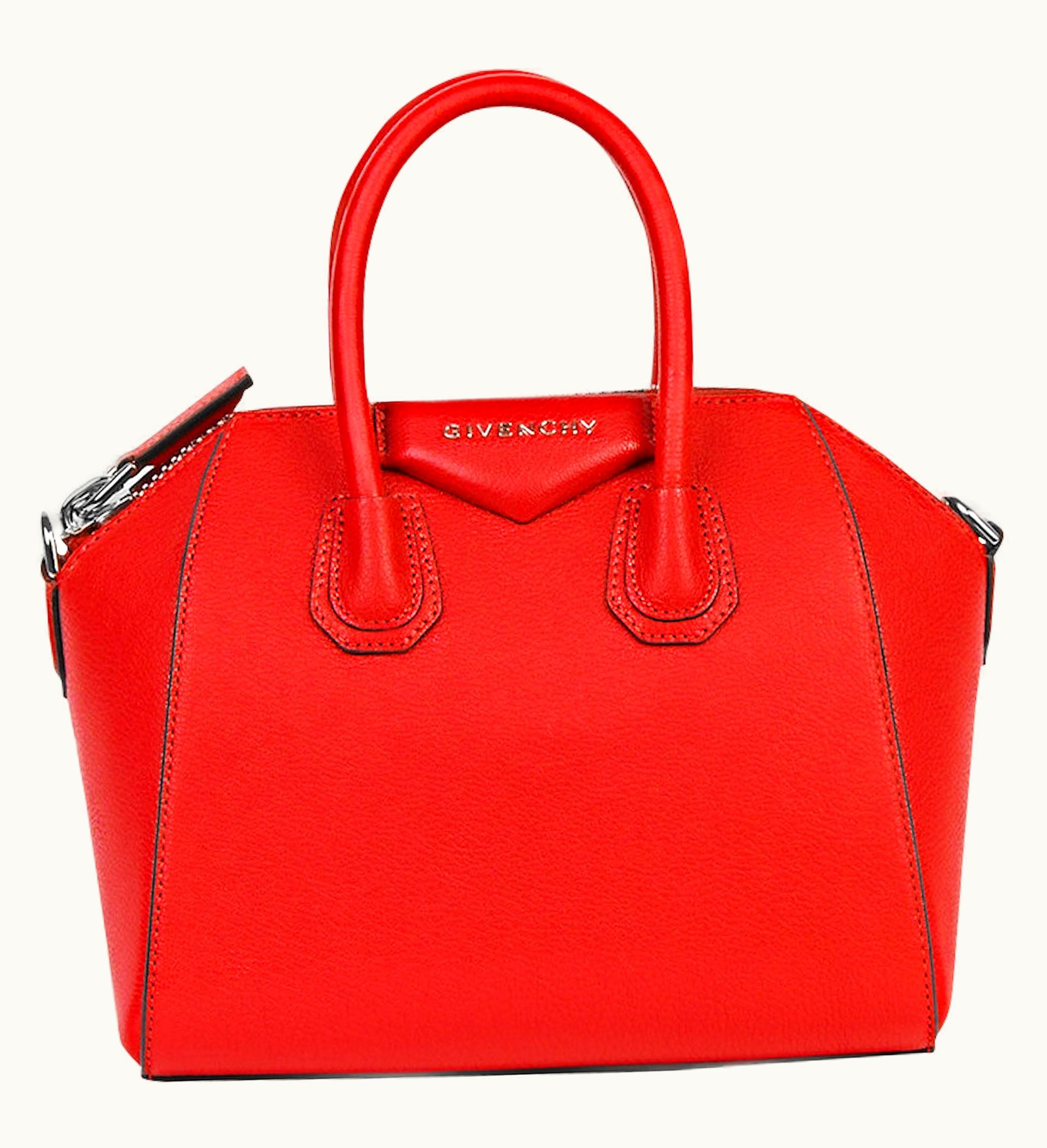 Givenchy Givenchy Antigona Tote Leather Silver Tone Mini Pop Red