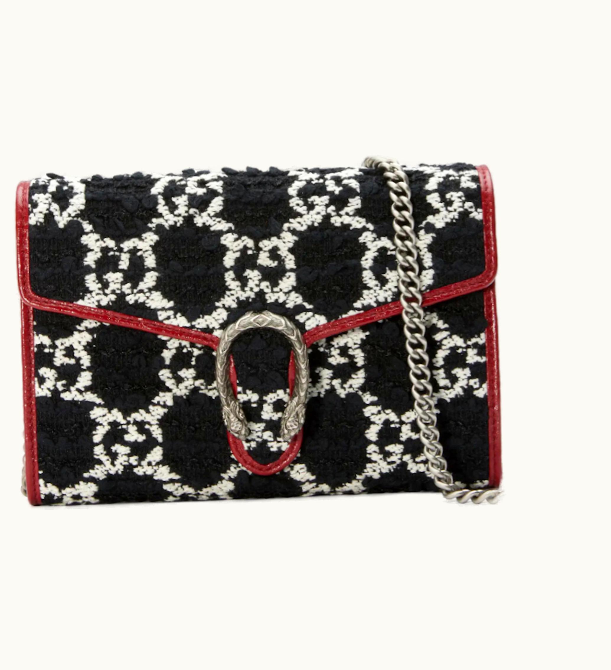 Gucci Gucci Dionysus Shoulder Bag Mini GG Tweed Black White