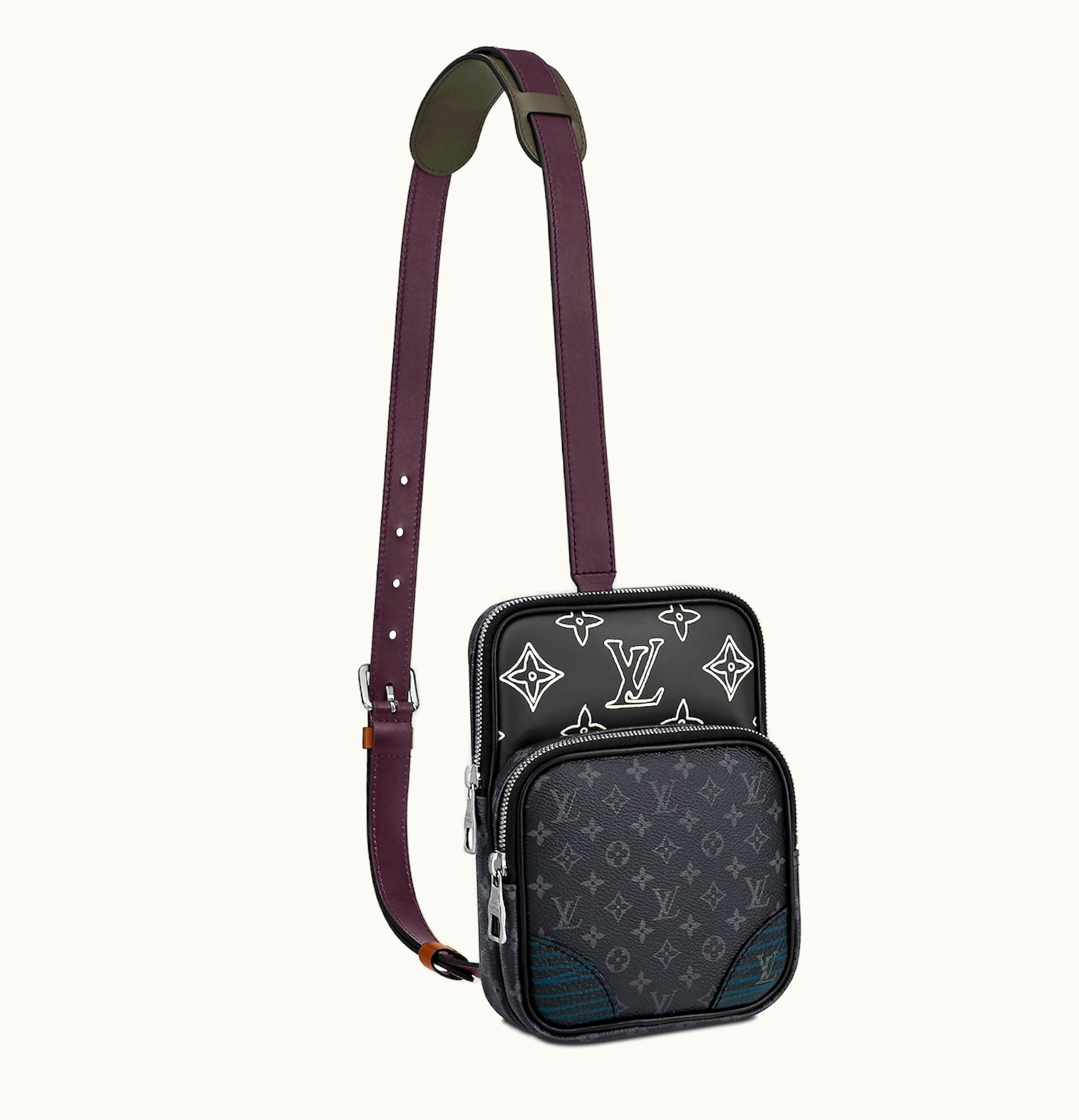 Louis Vuitton Louis Vuitton Amazone Sling Monogram Eclipse Patchwork Gray Black