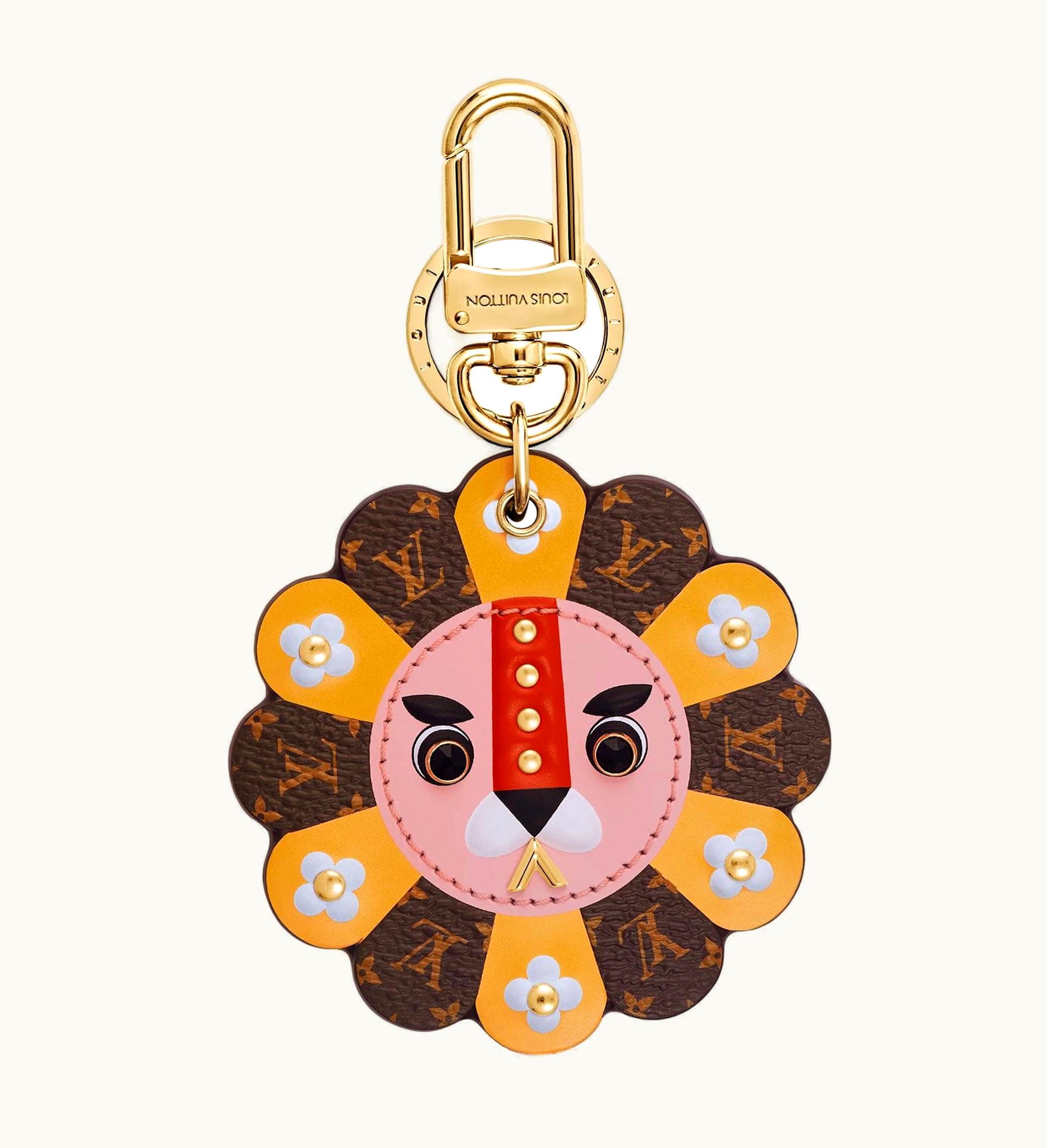 Louis Vuitton Louis Vuitton Fun Face Lion Bag Charm And Key Holder Monogram Pink Multicolor