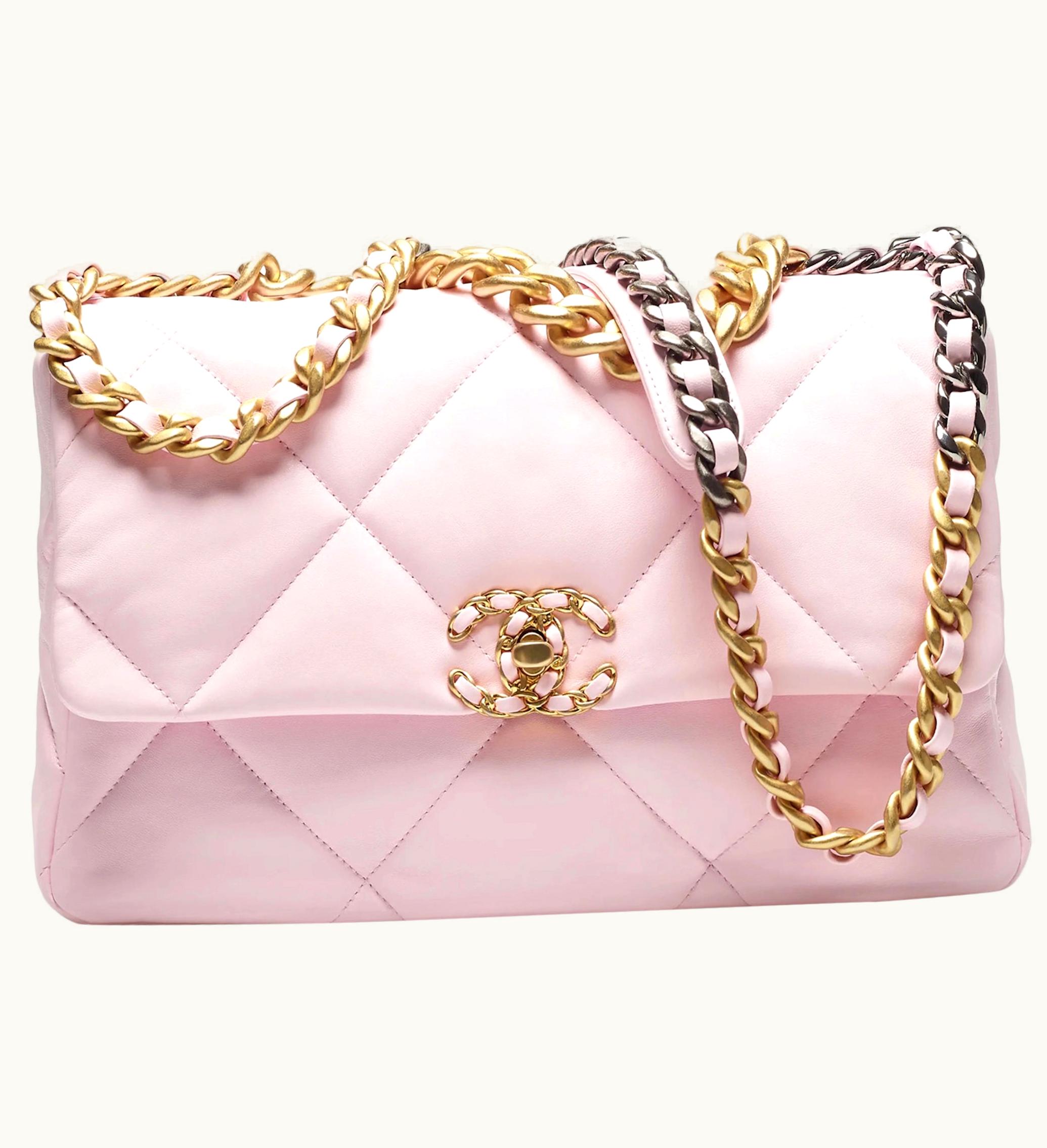 Chanel 19 Handbag Large 22s Lambskin Light Pink
