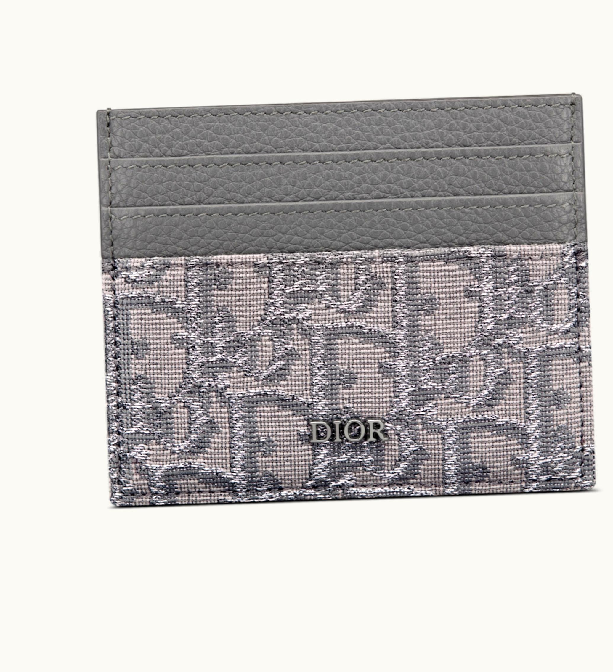 Dior 6 Card Slot Card Holder Dior Oblique Jacquard Ruthenium Gray