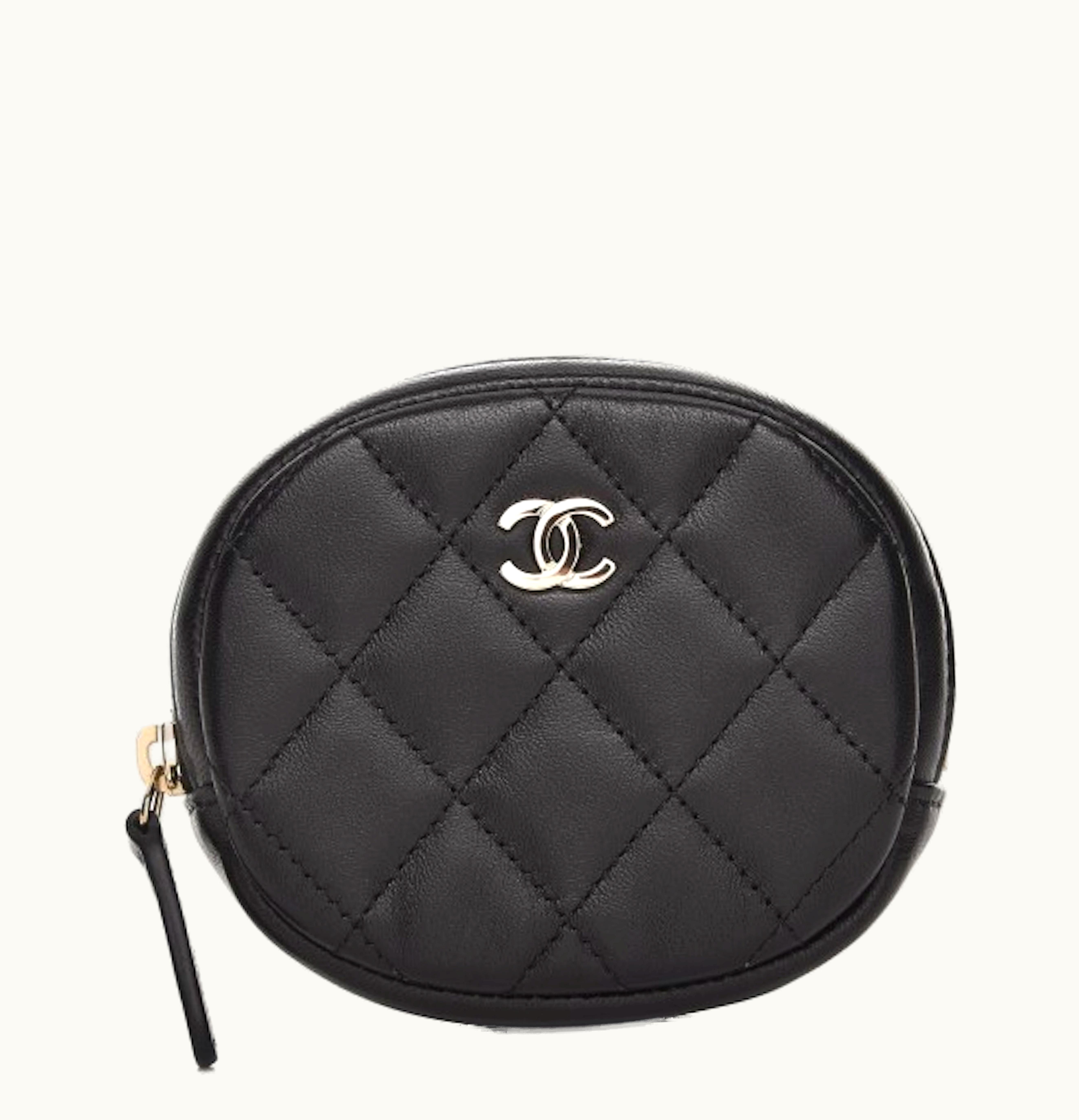 Chanel Classic Coin Purse Zip Around Quilted Lambskin Black
