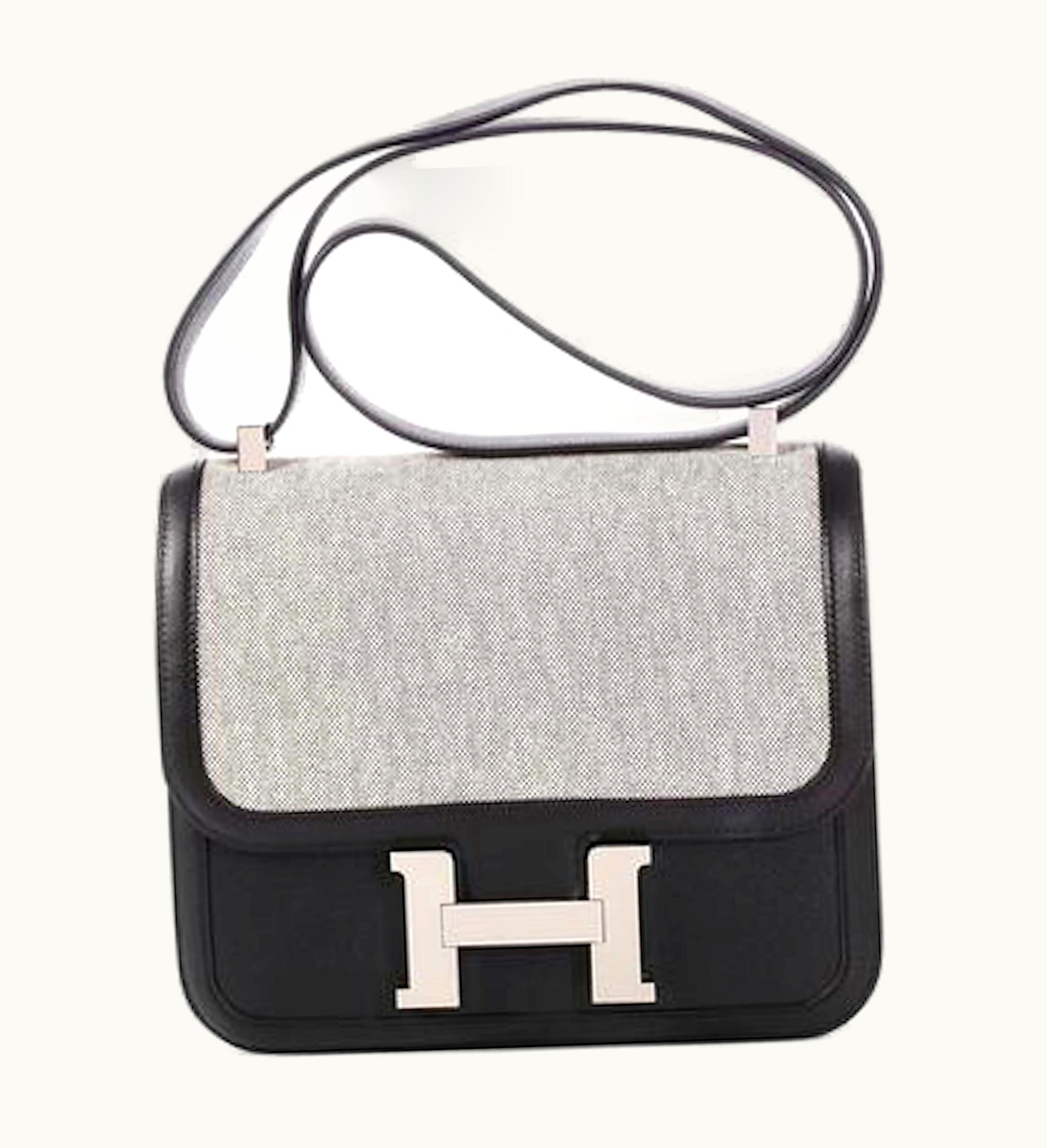 Hermes Constance Swift Toile Palladium 24 Noir