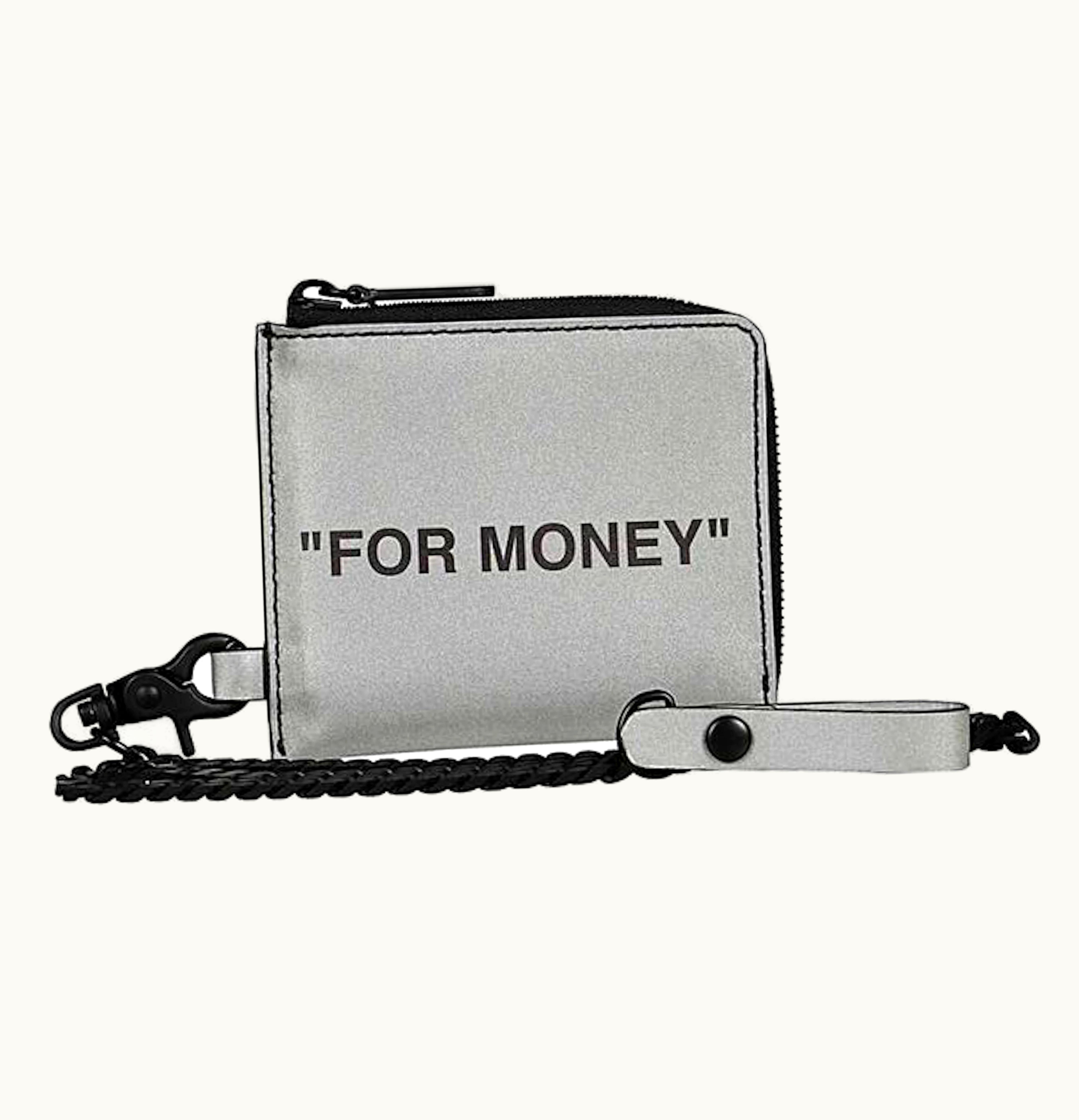 OFF-WHITE OFF-WHITE Zip Chain Card Case For Money Silver