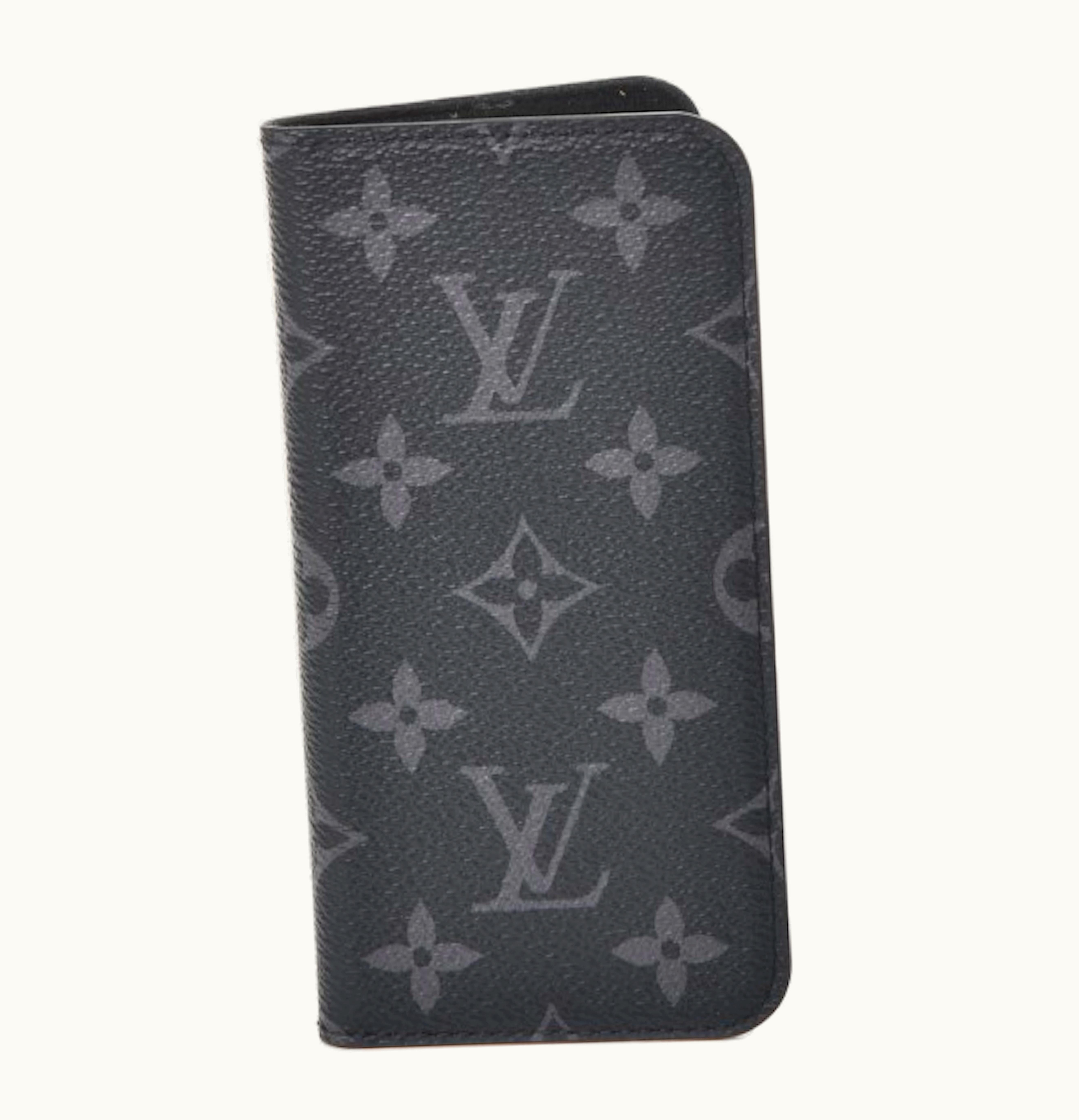 Louis Vuitton Louis Vuitton Folio Case Iphone X Monogram Eclipse Toile Canvas Gray Black