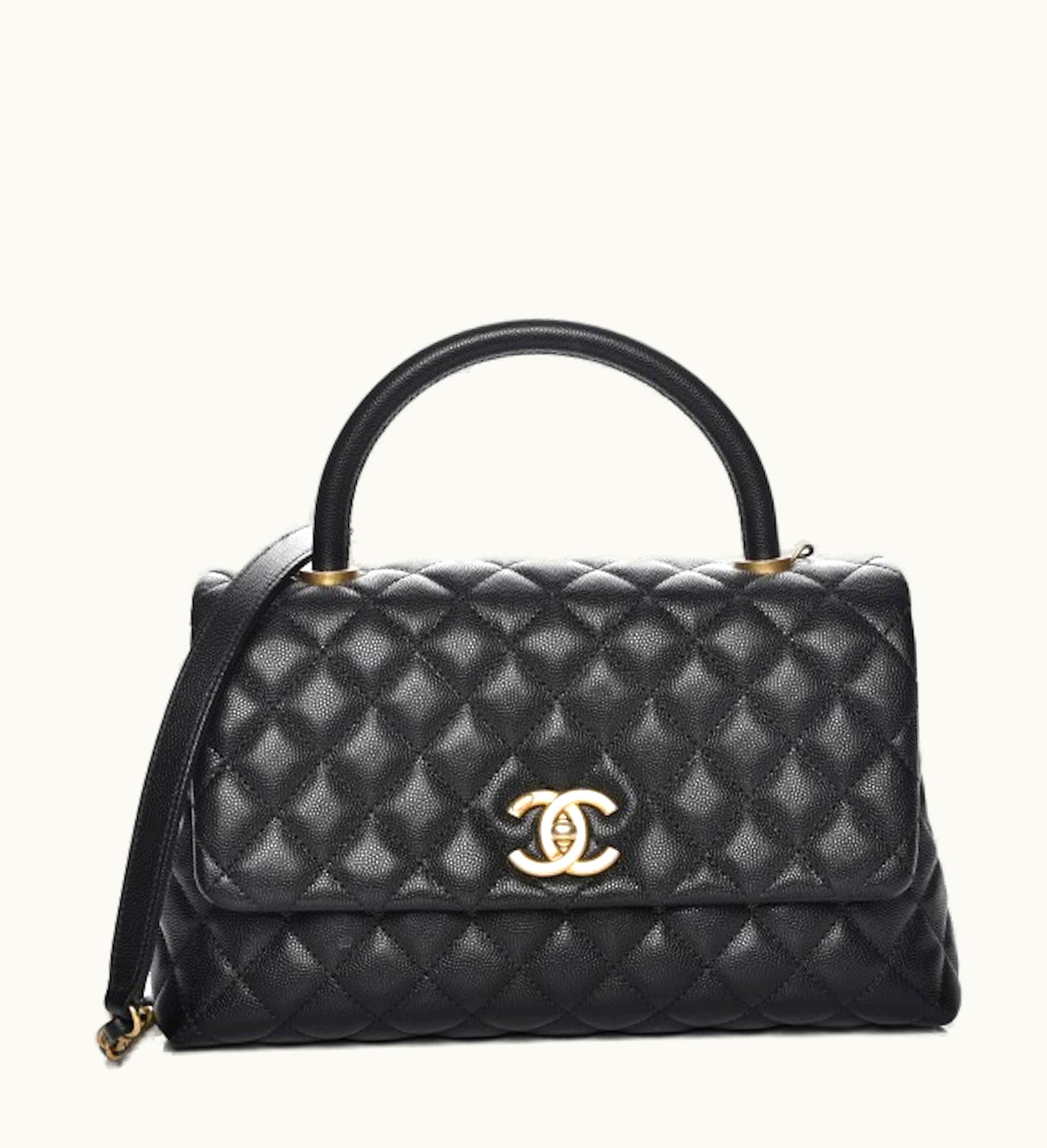 Chanel Flap Coco Handle Small Quilted Caviar Black