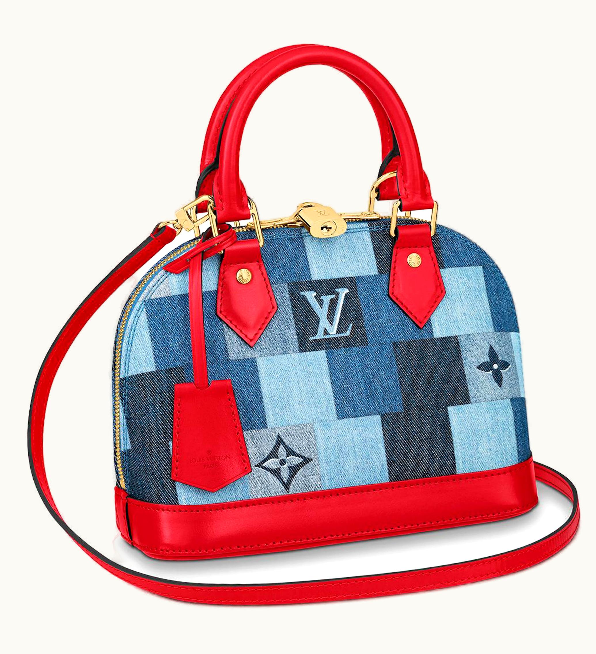 Louis Vuitton Louis Vuitton Alma BB Denim Monogram Check Blue Red