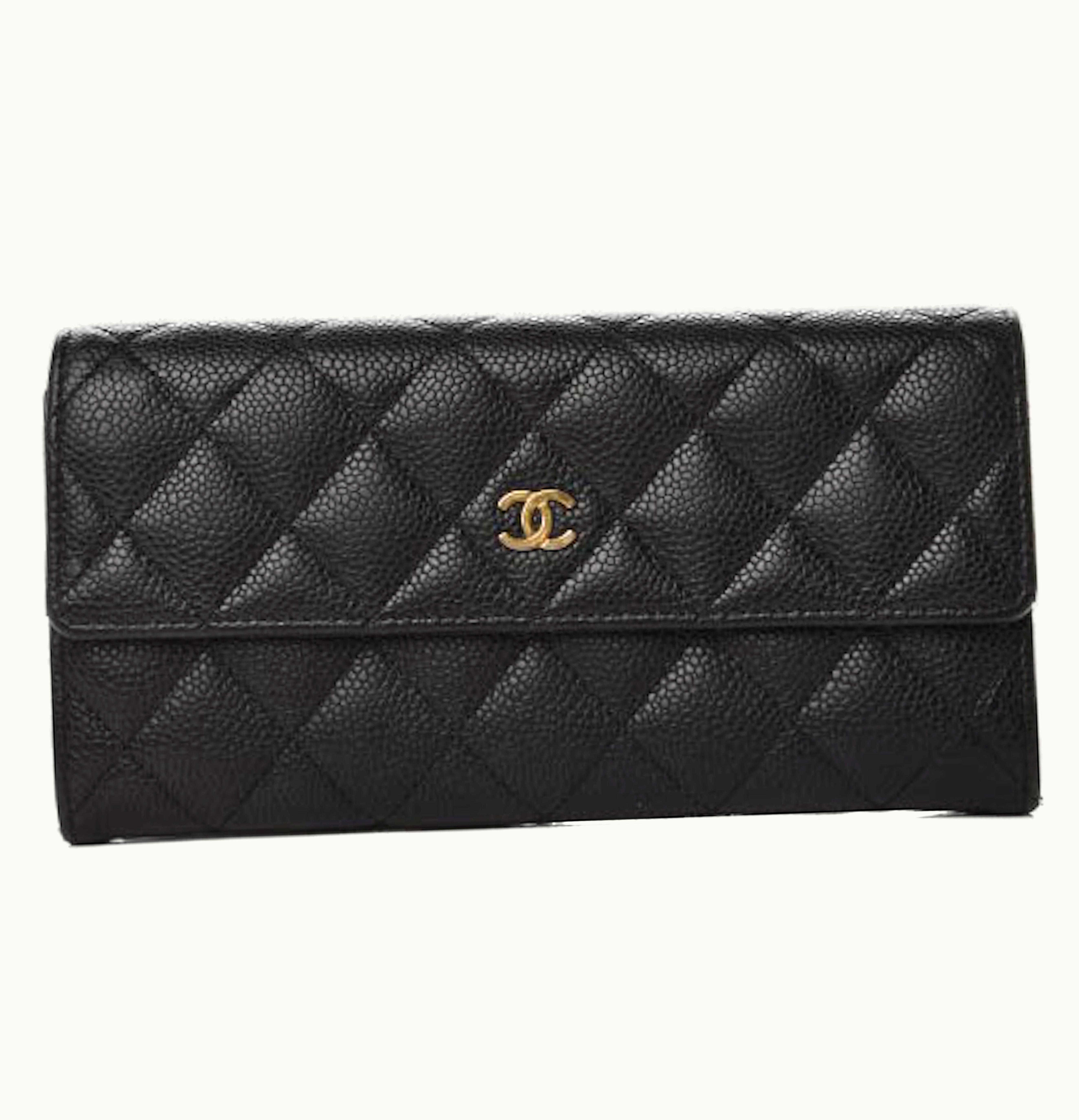 Chanel Flap Gusset Wallet Quilted Diamond Large Black