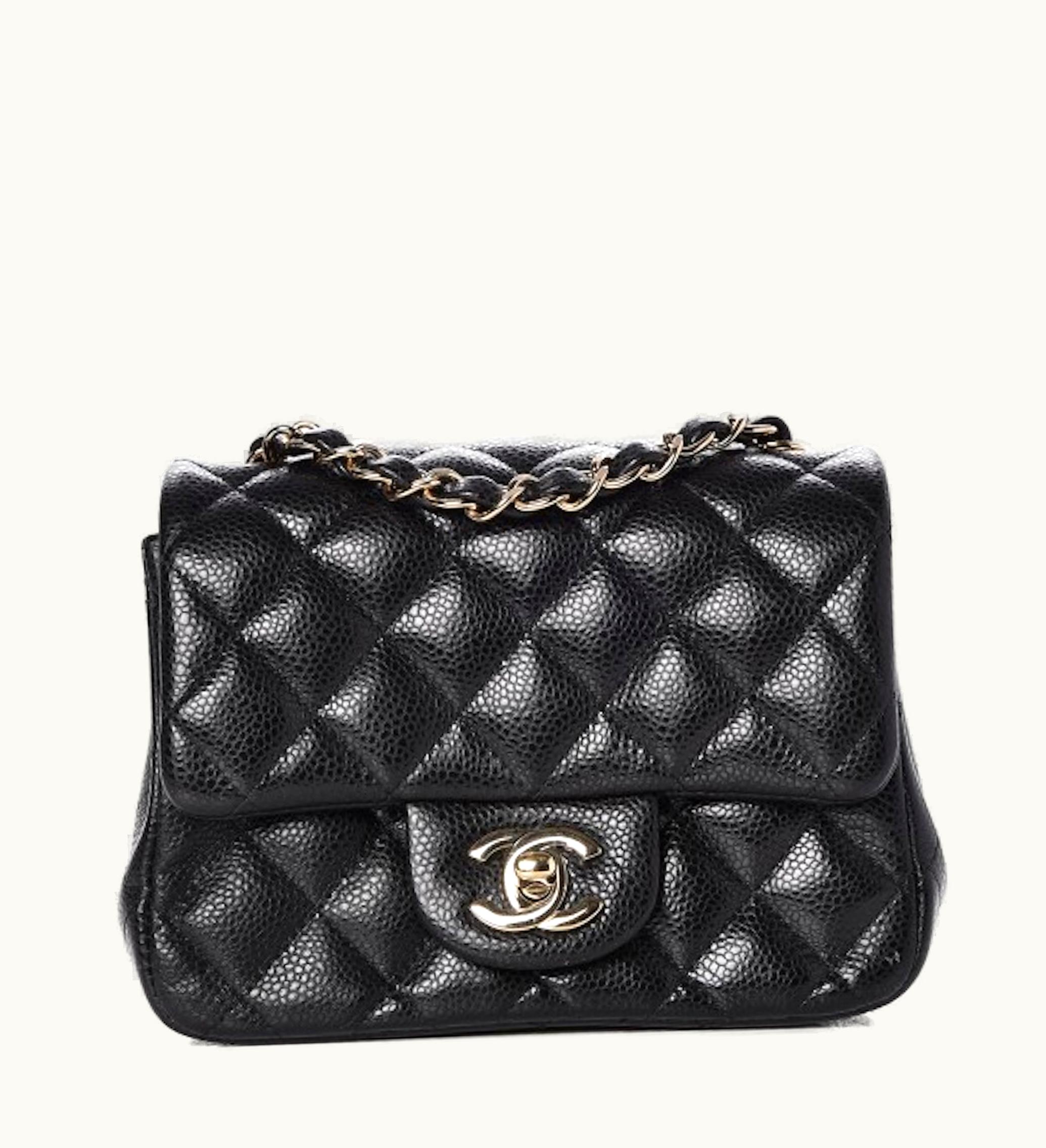 Chanel Square Flap Quilted Diamond Caviar Mini Black
