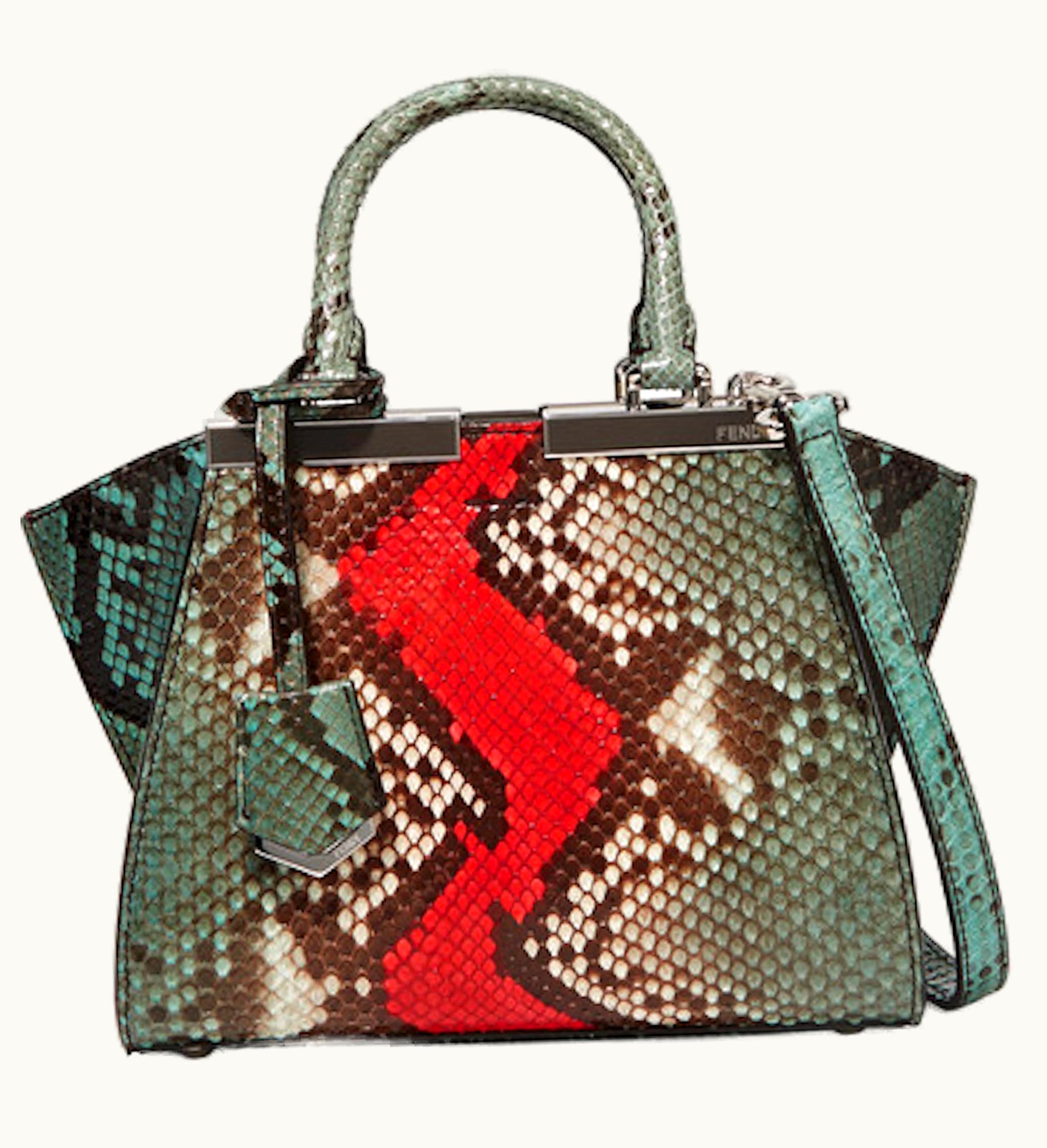 Fendi 3jours Python Small Green Red