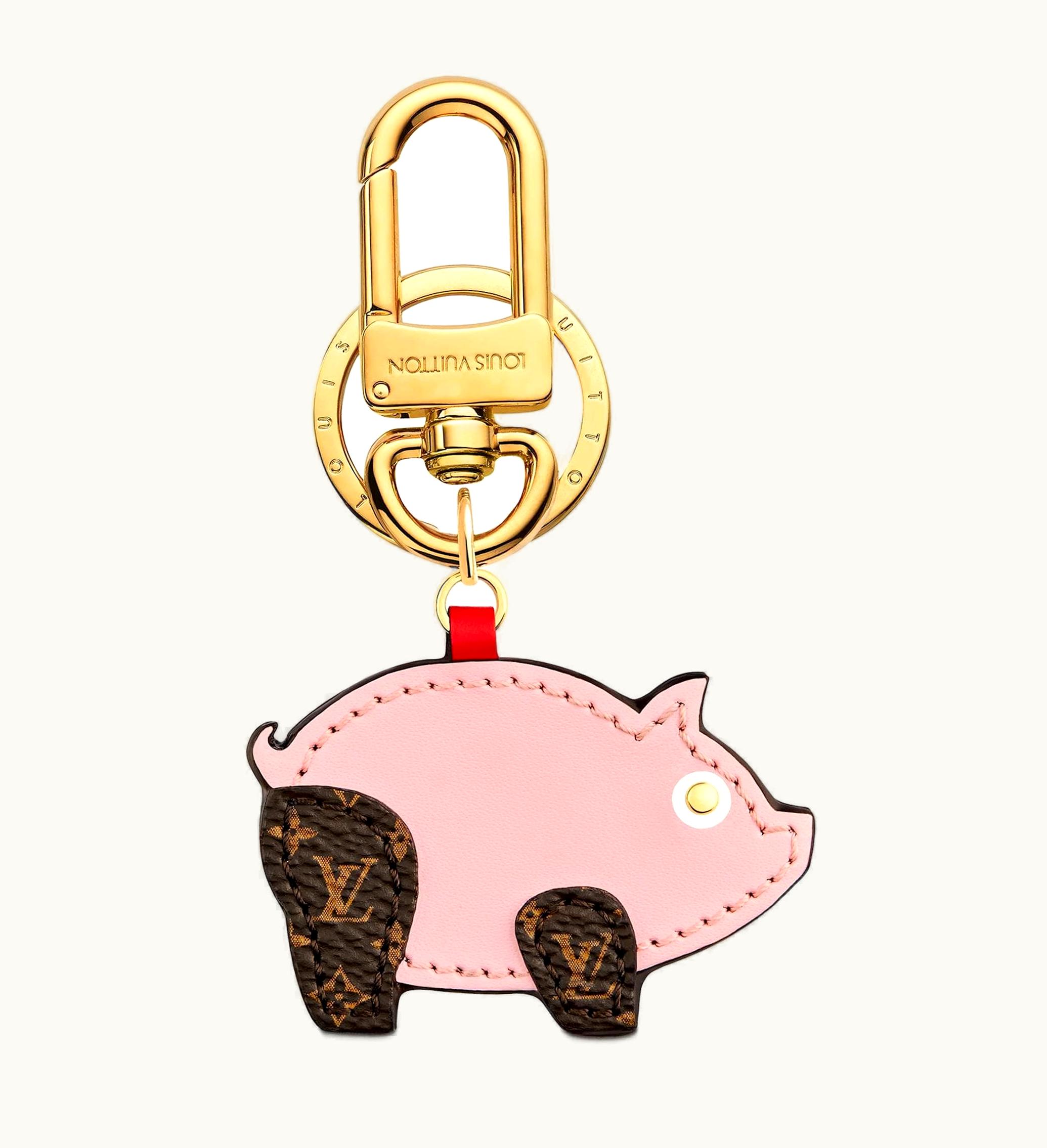 Louis Vuitton Louis Vuitton Superstition Pig Bag Charm And Key Holder Monogram Pink Brown