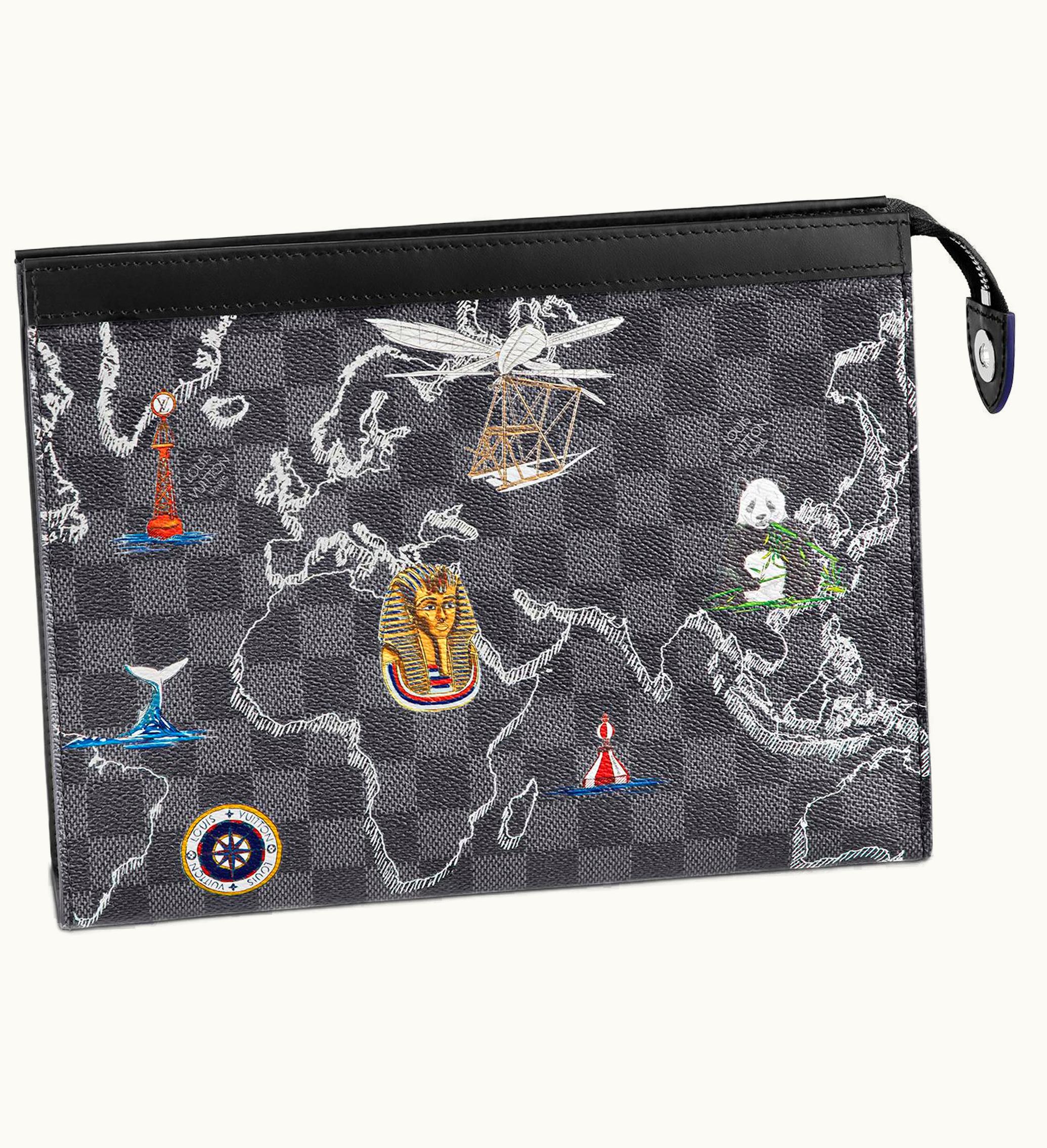 Louis Vuitton Louis Vuitton Pochette Voyage Damier Graphite Map MM Grey Black