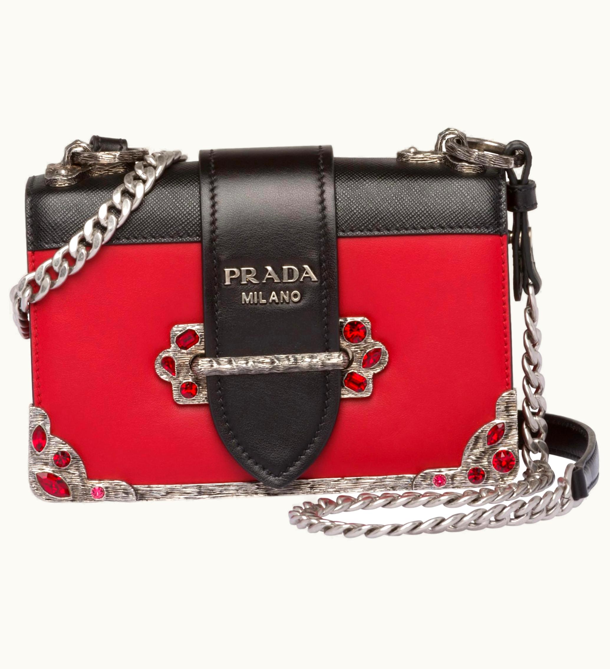 Prada Cahier Crystal Chain Red